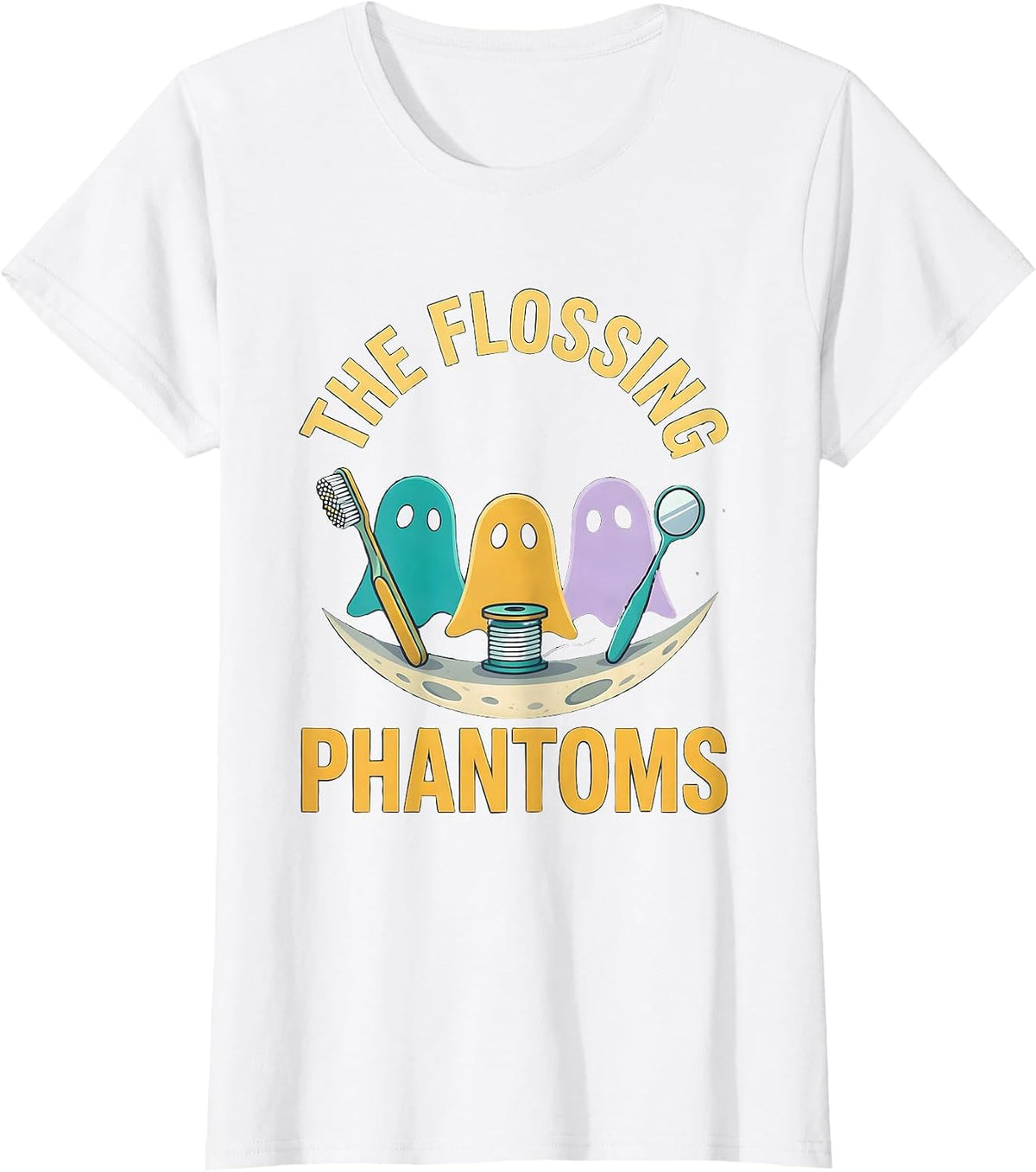 Women's The Flossing Phantoms Halloween Dentist Dental Humor Costume T-Shirt - White