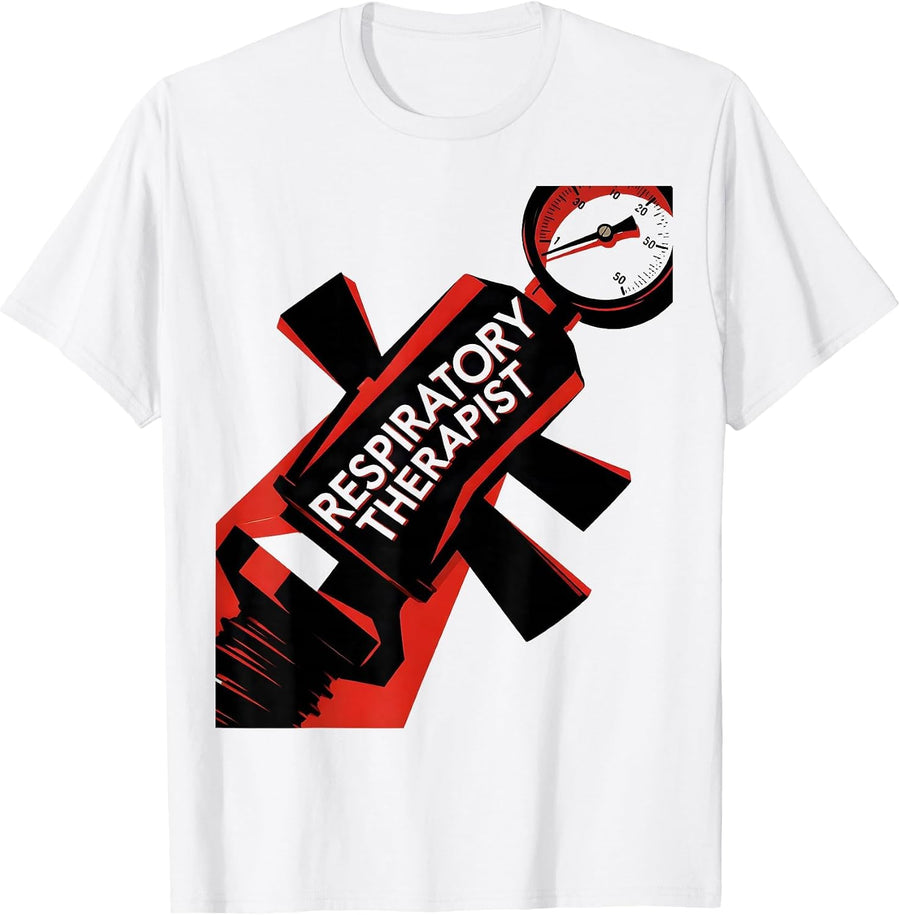 Men's Respiratory Therapist Constructivist Poster RT Profession T-Shirt - White