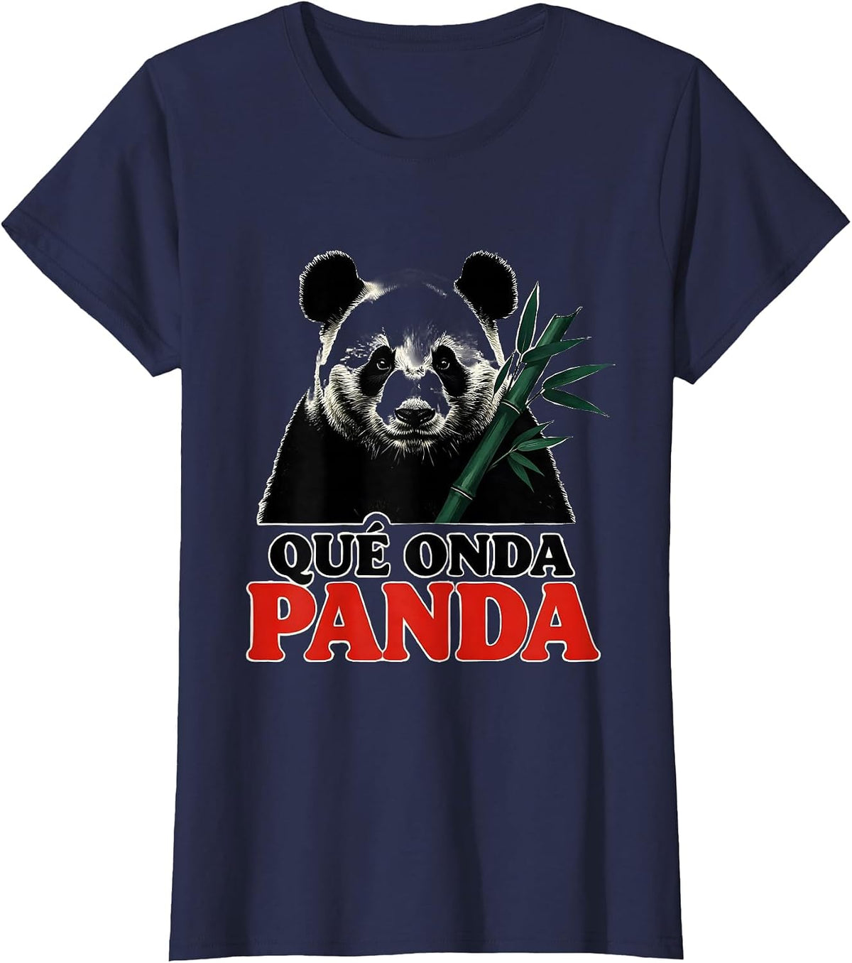 Women's Qué Onda Panda Funny Mexican Slang Food Pun Humor T-Shirt - Navy Blue