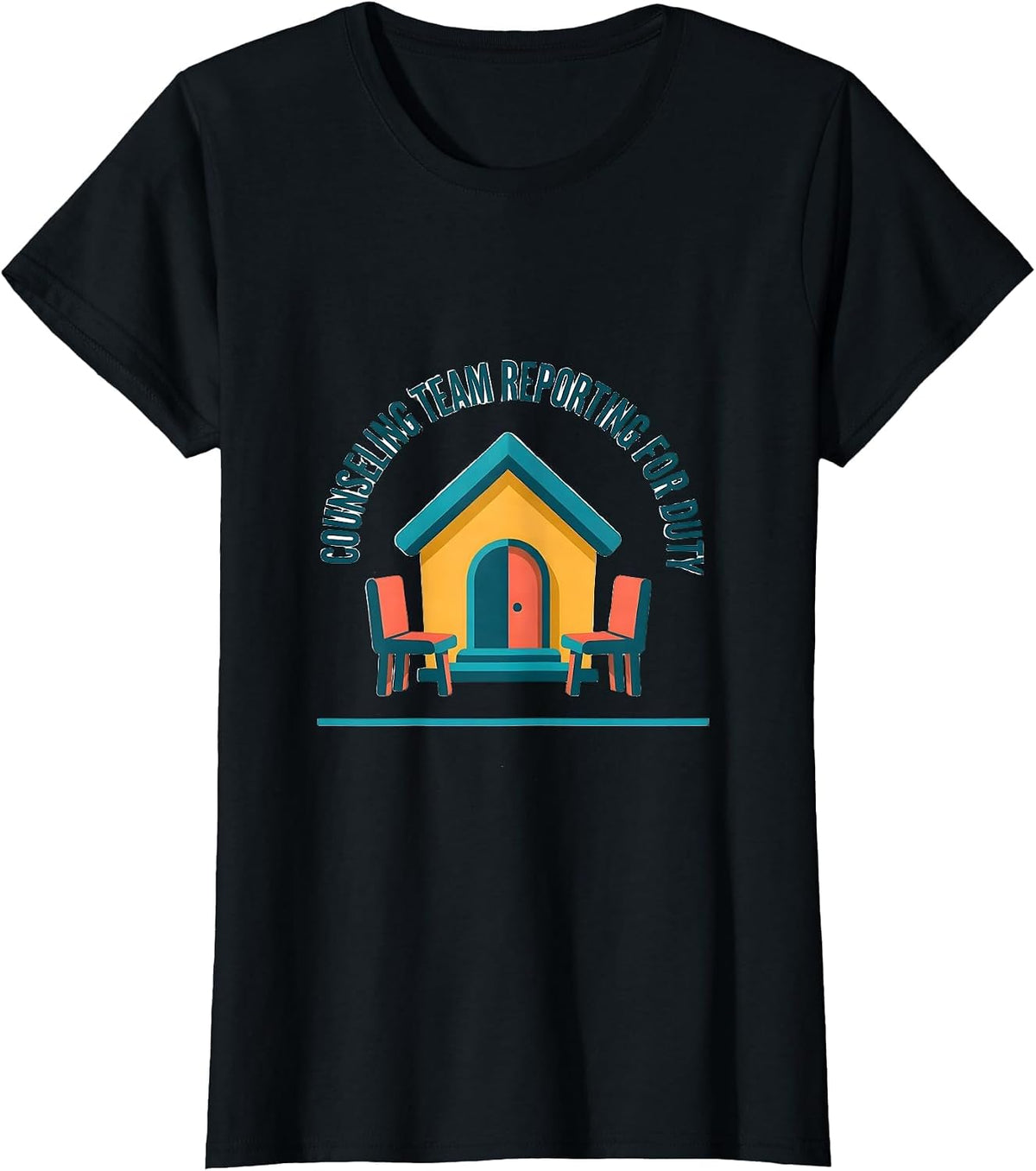 Counseling Team Reporting For Duty Groovy Retro School T-Shirt - Black