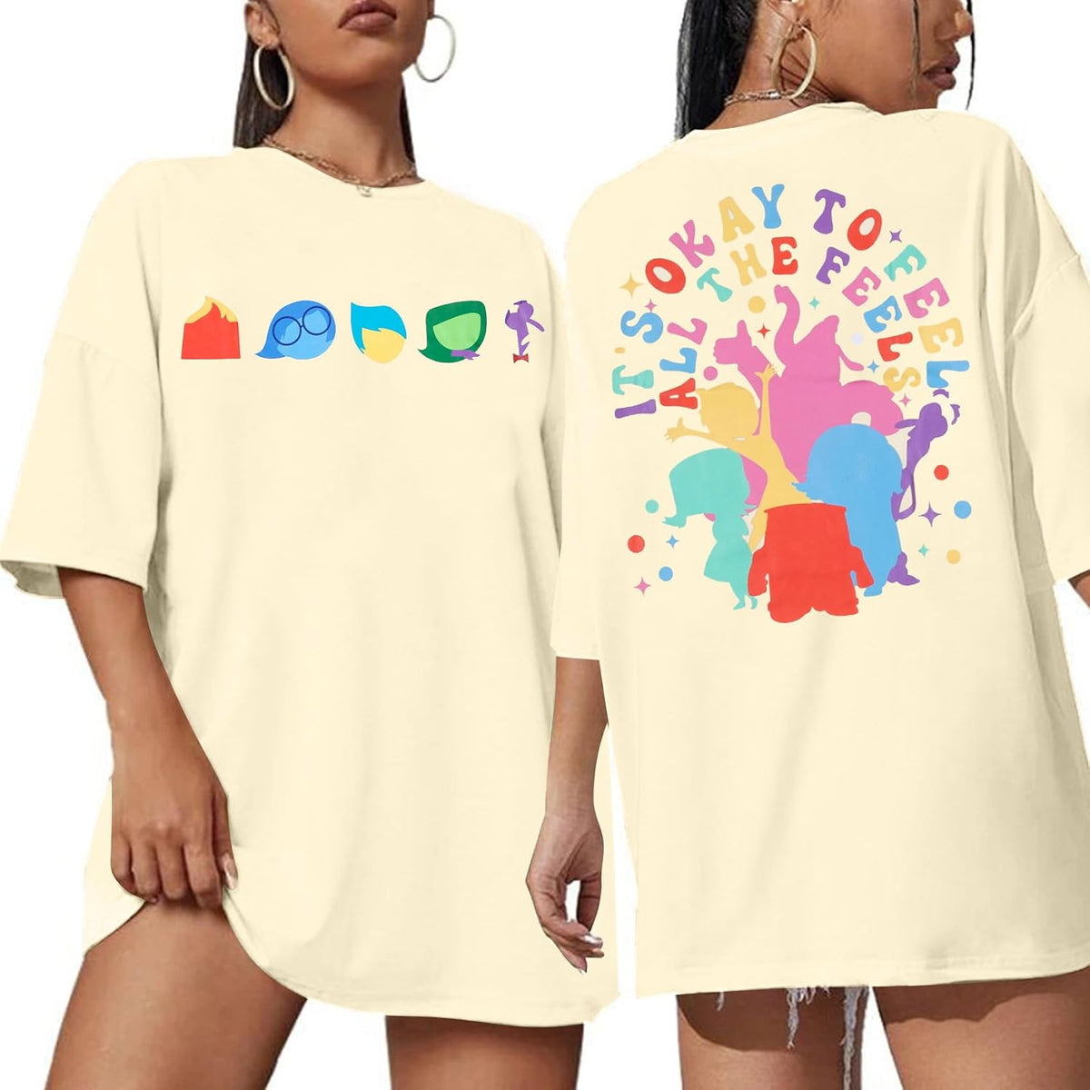 KIDDAD Every Day Emotions T-Shirt for Women Mental Health Matter Shirt Funny Therapist Psychologist Tee Top - Apricot