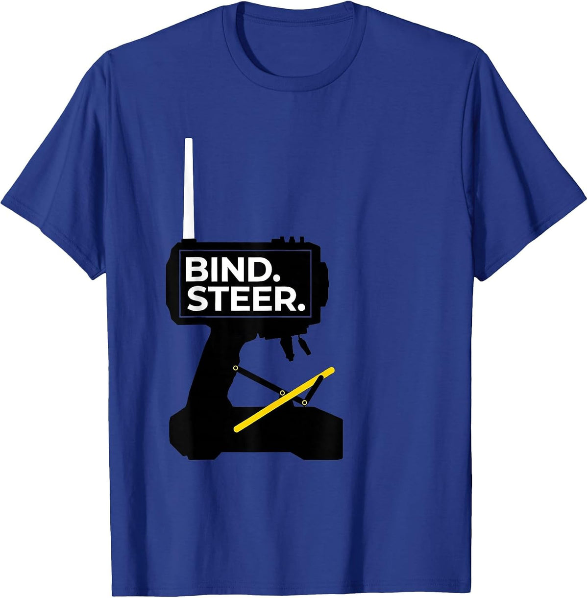 Bind. Steer Swiss International RC Car Racing Drag Racing T-Shirt - Royal Blue