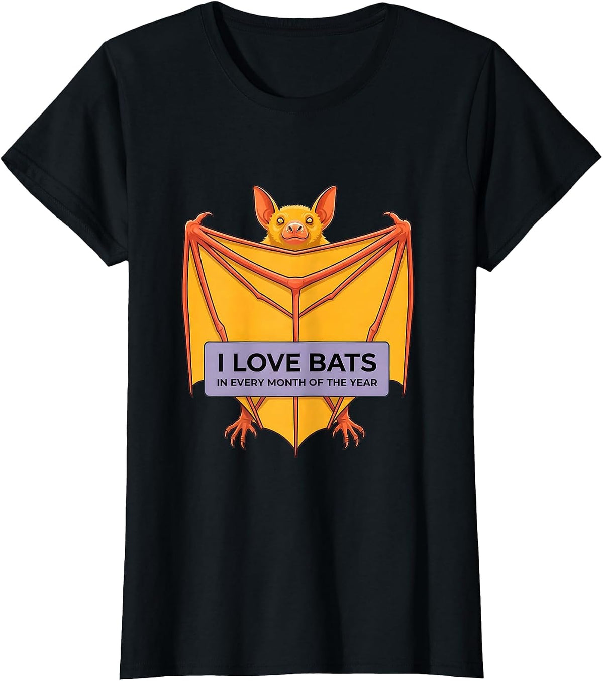 I Love Bats In Every Month Of The Year Vintage Bat Lover T-Shirt - Black