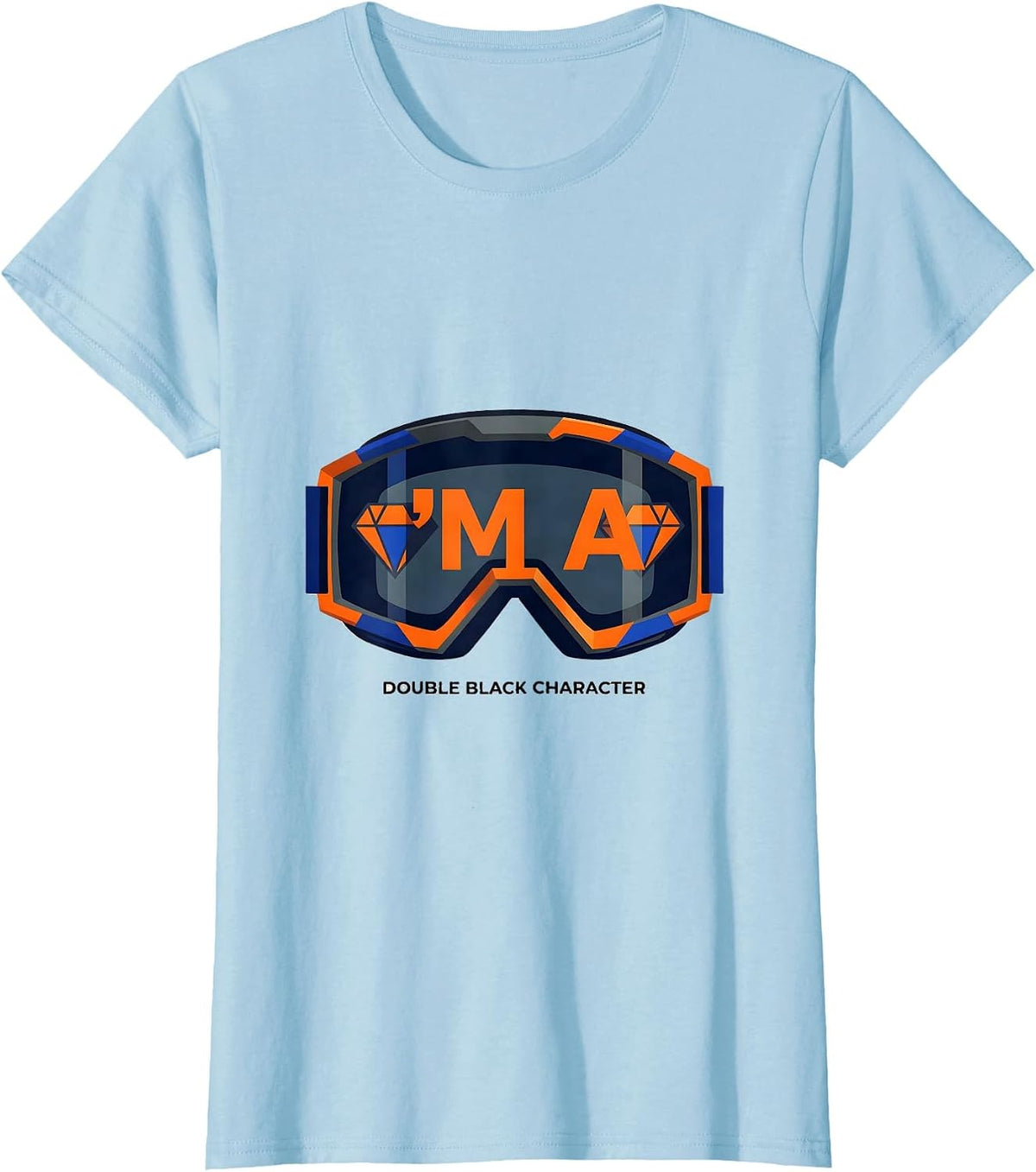 Women's I'm A Double Black Character Geometric Ski Snowboard Humor T-Shirt - Baby Blue