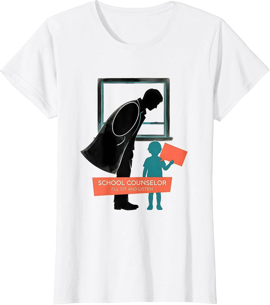Women's School Counselor — I’ll Sit And Listen Midcentury Modern T-Shirt - White