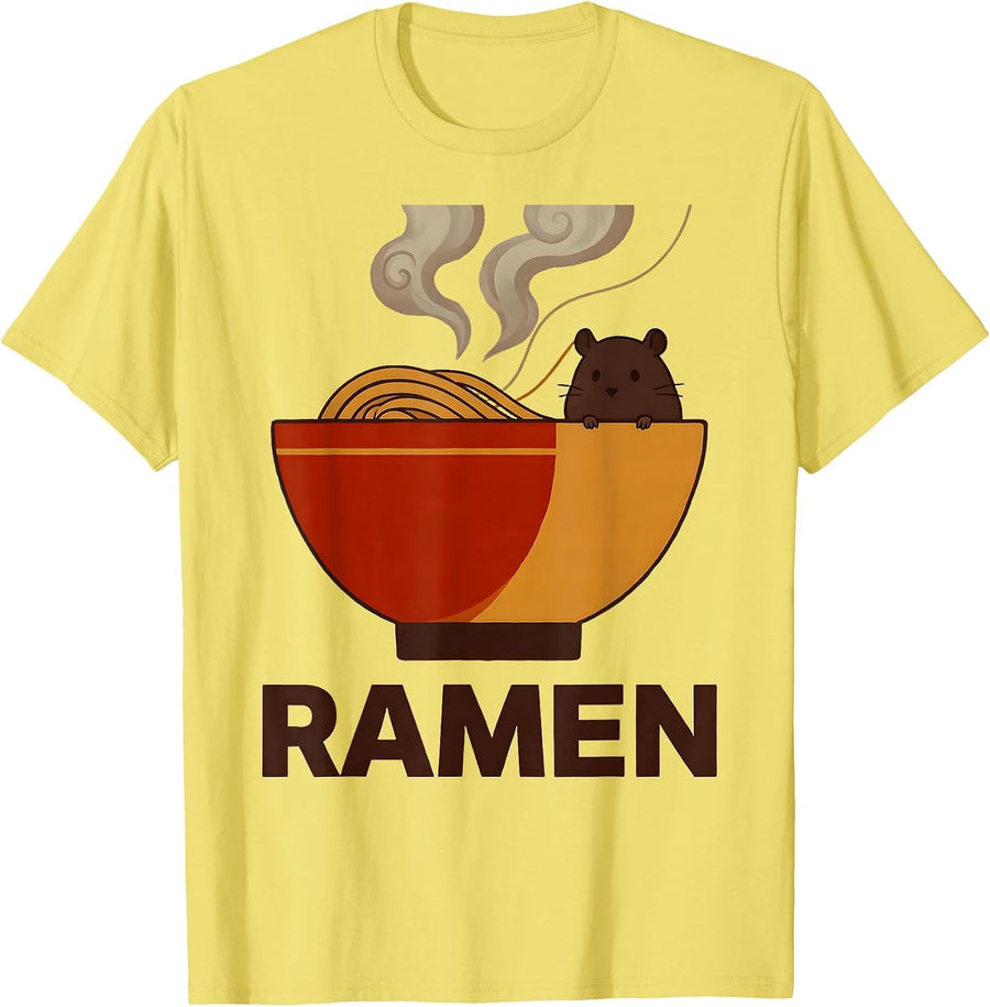 Men's Ramen Cute Japanese Dormouse Kawaii Anime Animal Lover T-Shirt - Lemon Yellow