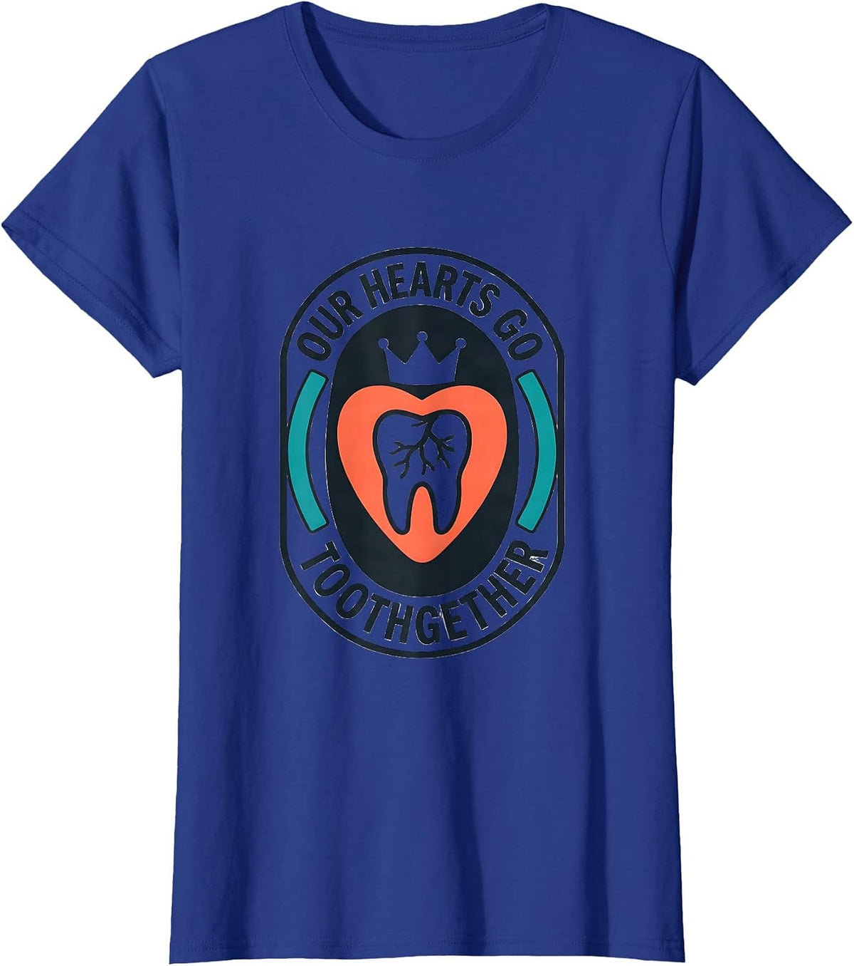 Women's Our Hearts Go Toothgether Midcentury Modern Dental T-Shirt - Royal Blue
