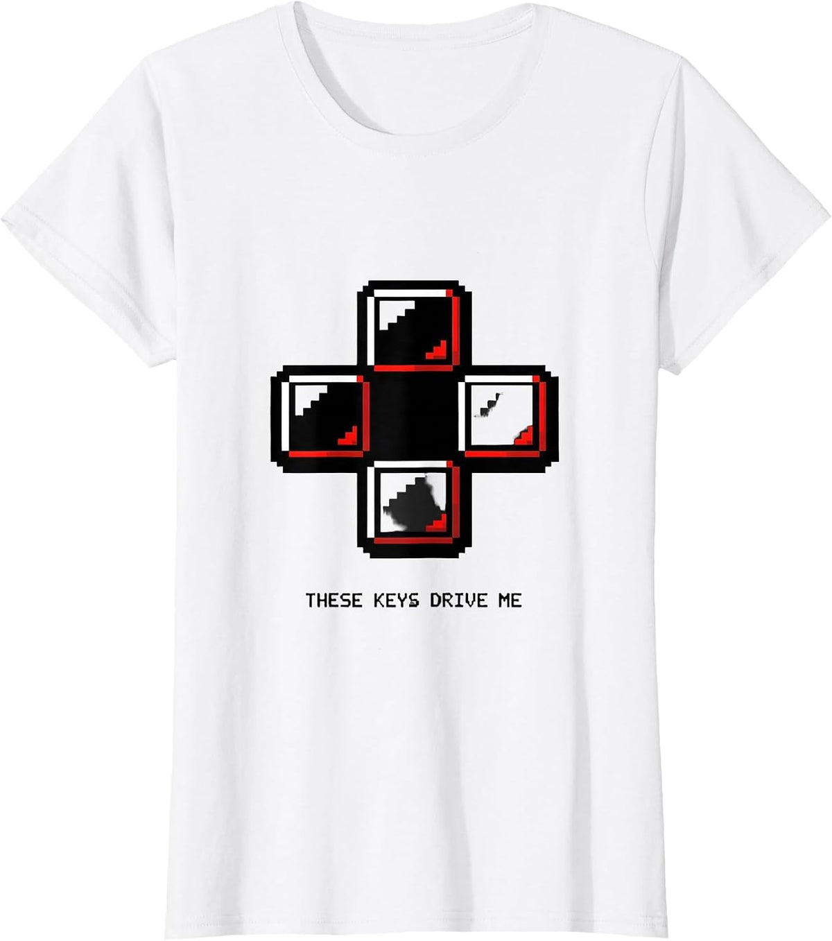 These Keys Drive Me Pixel Art Gamer Quote T-Shirt - White