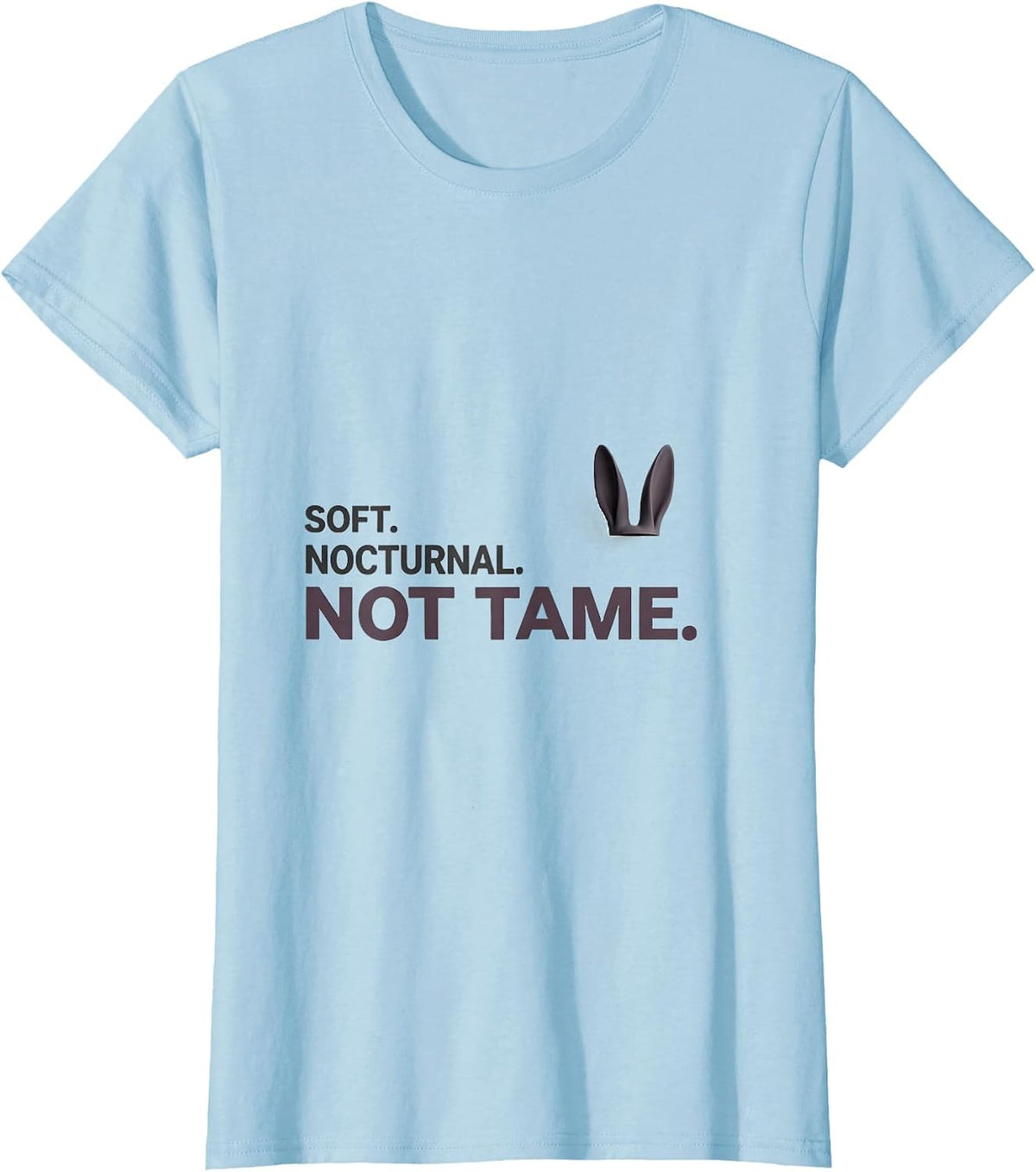 Soft. Nocturnal. Not Tame Minimalist Bunny Rabbit Alt Goth T-Shirt - Baby Blue