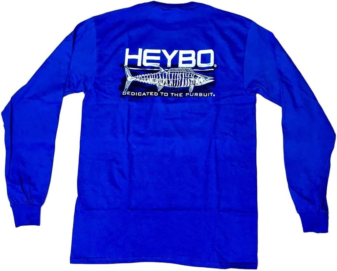 Heybo Salt Water Fishing LS T-Shirt, Salt Water Life Fishing Outdoors Outdoors LS Fishing T-Shirt - Blue