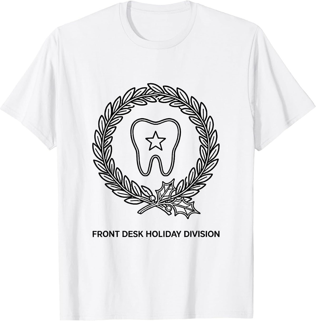 Men's Front Desk Holiday Division Funny Dentist Christmas Dental T-Shirt - White