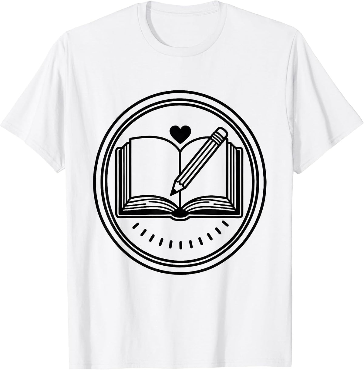 Men's Book Badge Line Art Teacher Appreciation Gift T-Shirt - White