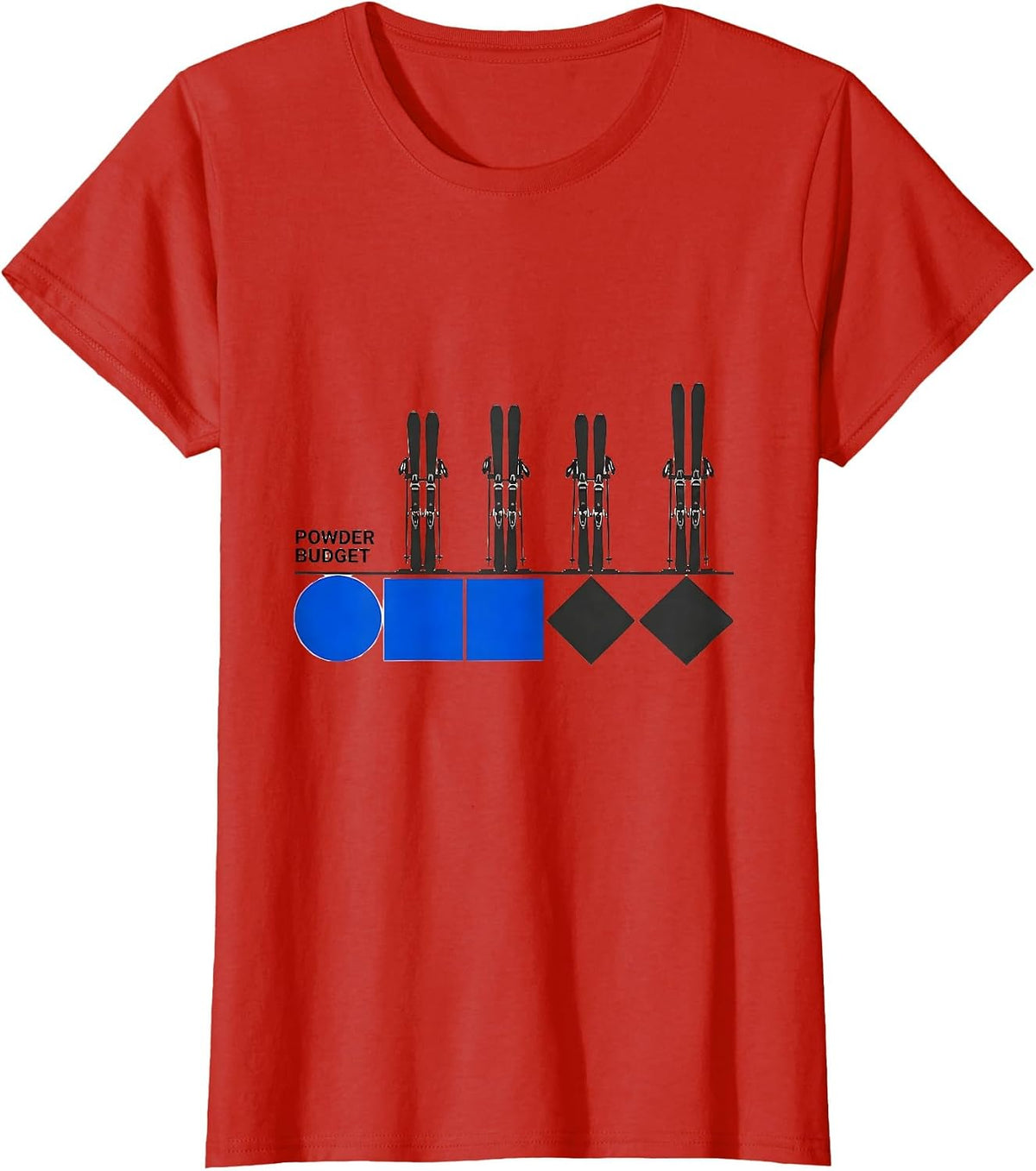 Powder Budget Minimalist Ski Rack Silhouette Ski Lover Gift T-Shirt - Red