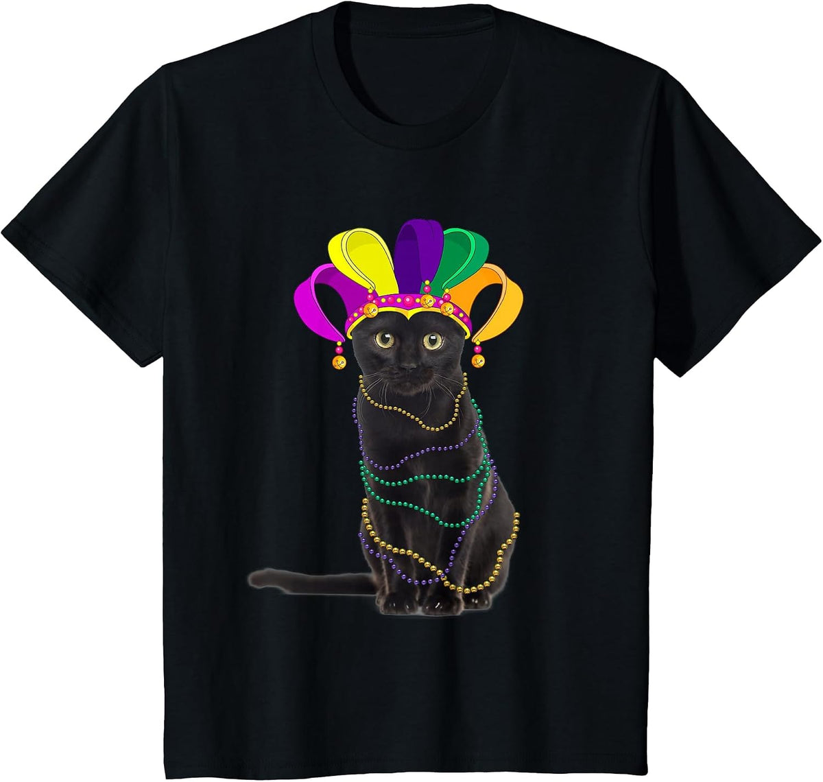 Black Cat Mardi Gras Party Shrove Tuesday Celebration Shirt T-Shirt - Black