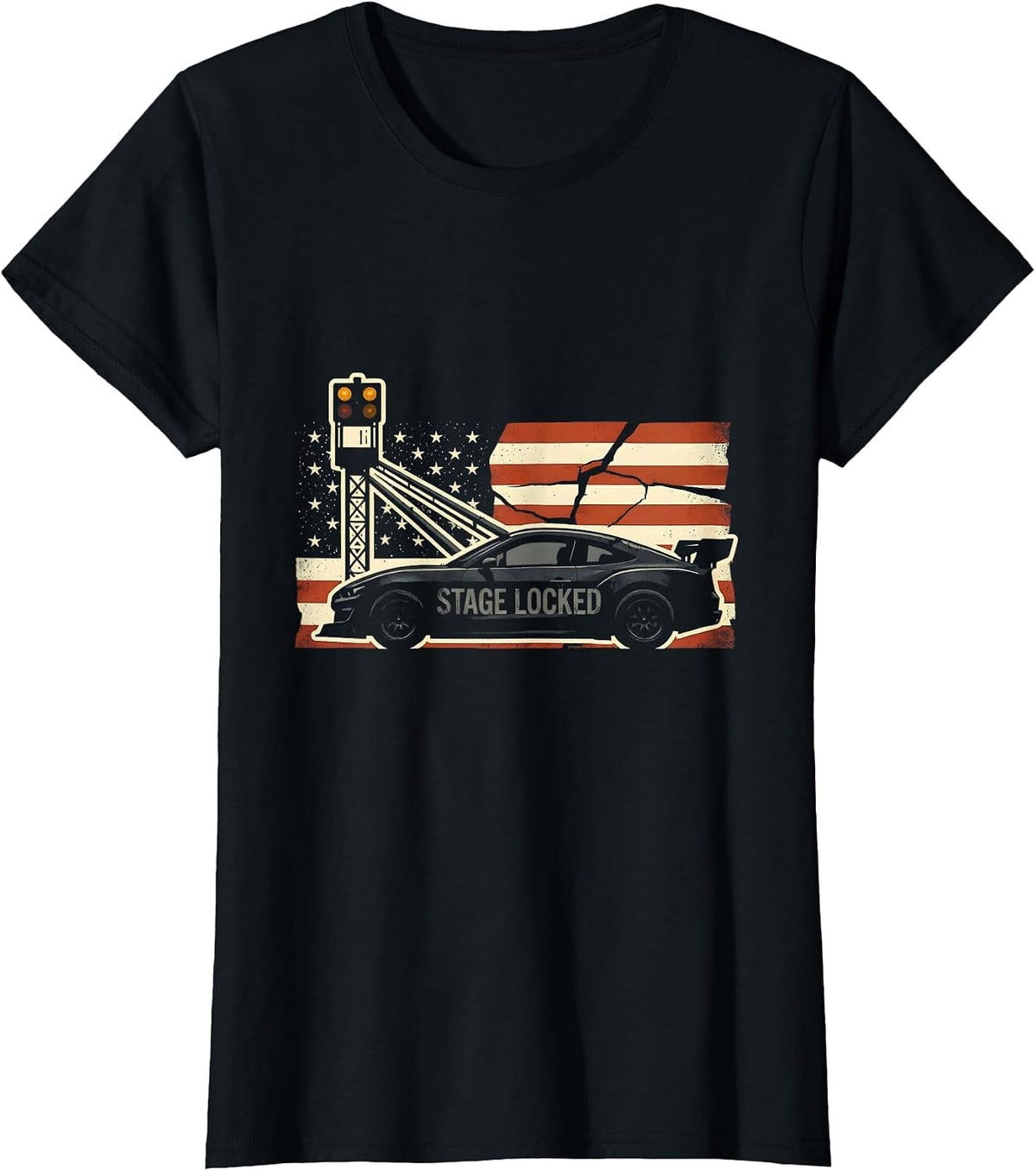 Women's Stage Locked Patriotic RC Car Racing Sprint Car Hobbyist T-Shirt - Black