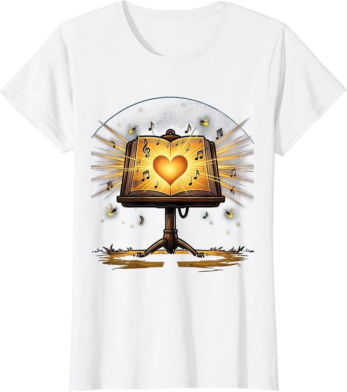 Music Stand Glowing Lantern Night Music Teacher T-Shirt - White