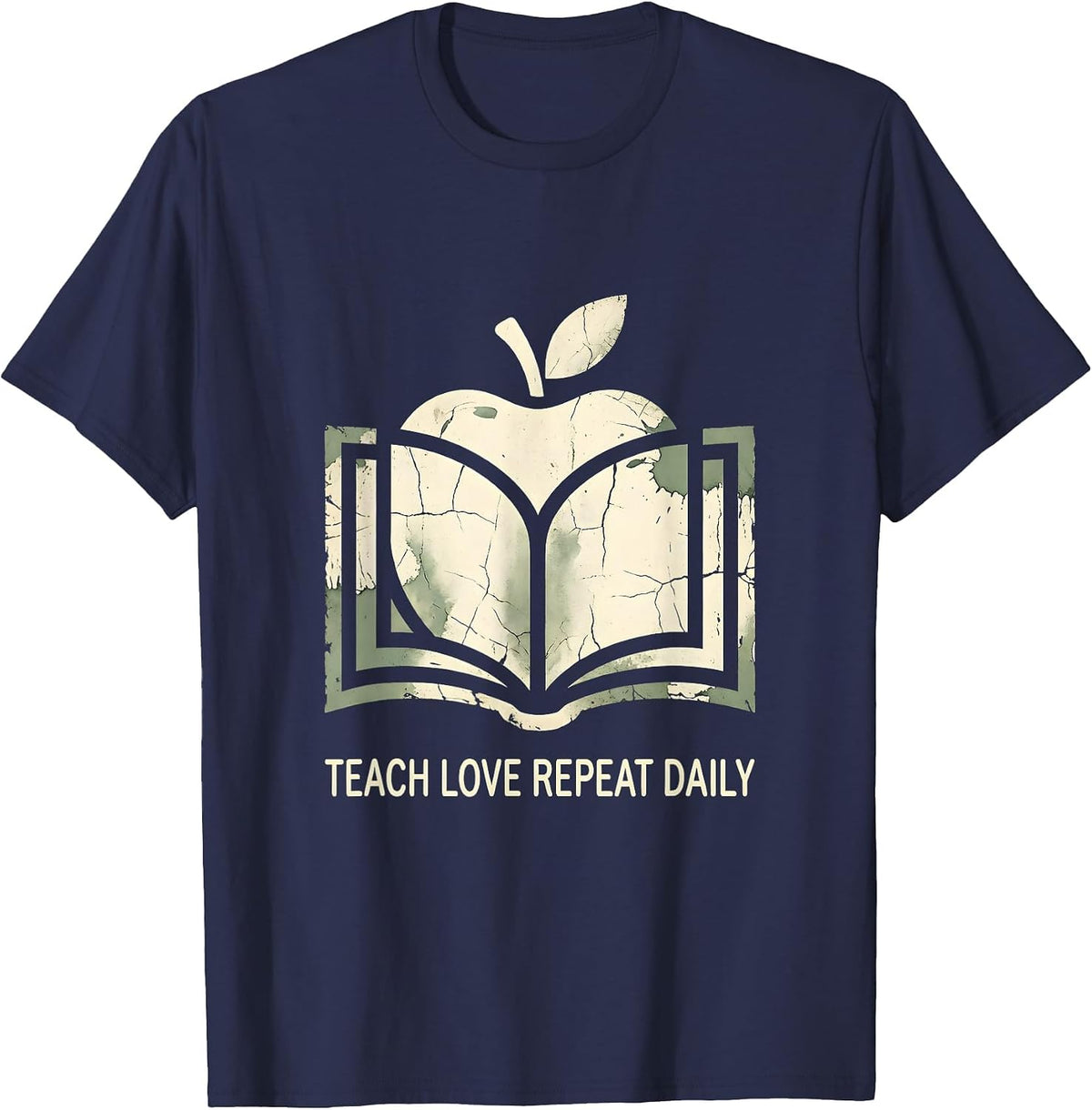 Teach Love Repeat Daily Third Grade Teacher T-Shirt - Navy Blue