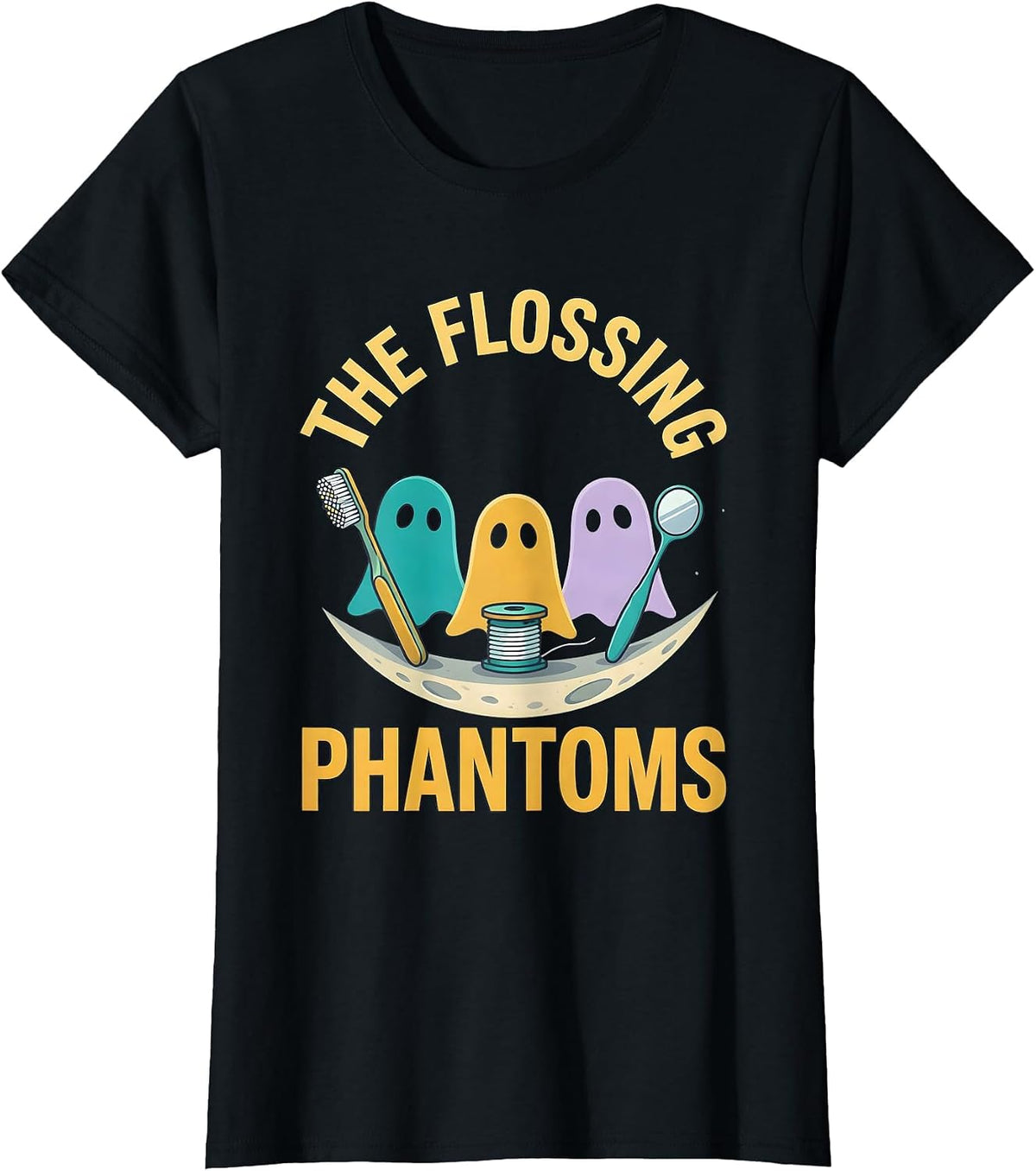 Women's The Flossing Phantoms Halloween Dentist Dental Humor Costume T-Shirt - Black