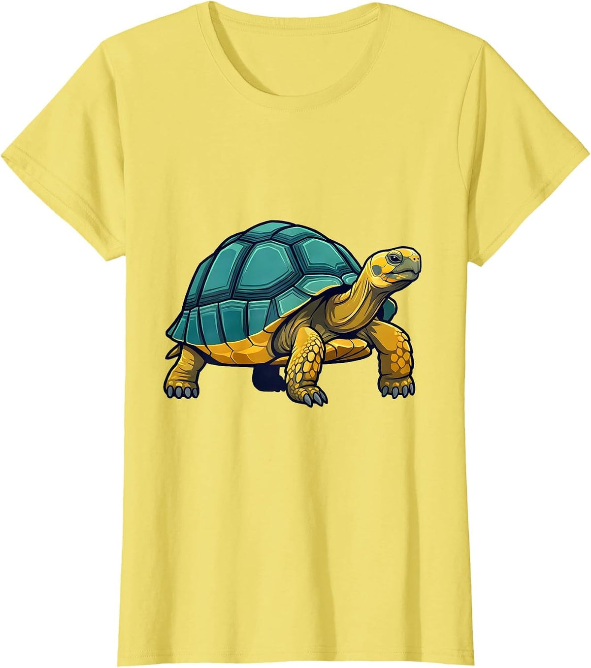 Women's Tortoise Frozen Step Flat Vector Reptile Lover Gift T-Shirt - Lemon Yellow