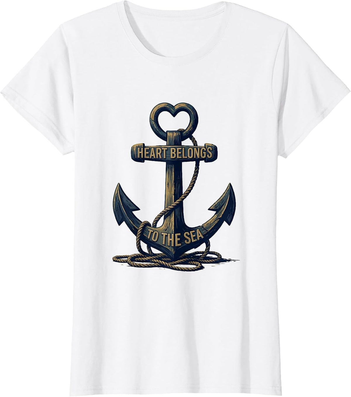 Women's Heart Belongs to the Sea Sailor Design T-Shirt - White