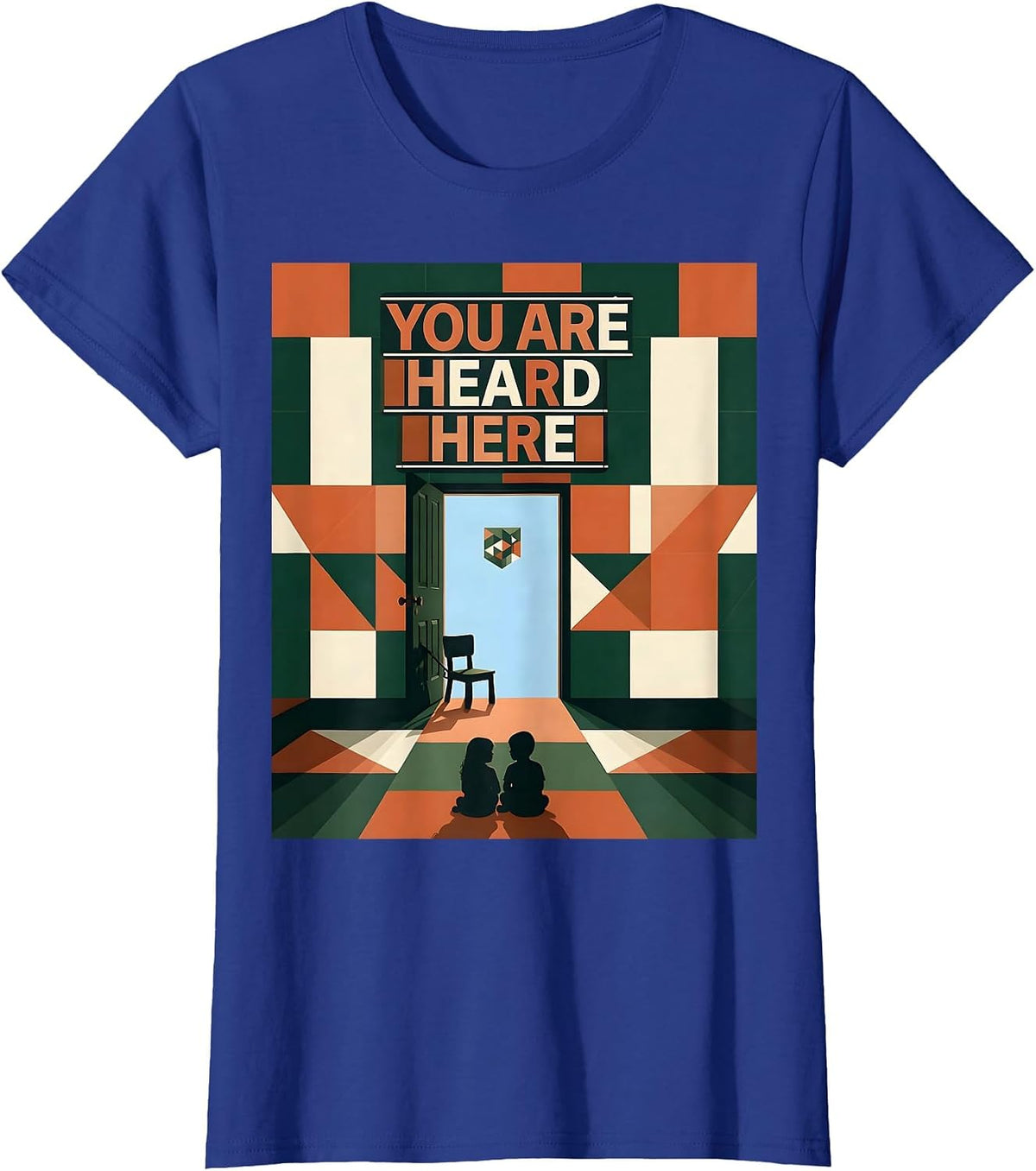 Women's You Are Heard Here Supportive Mental Health Counselor T-Shirt - Royal Blue