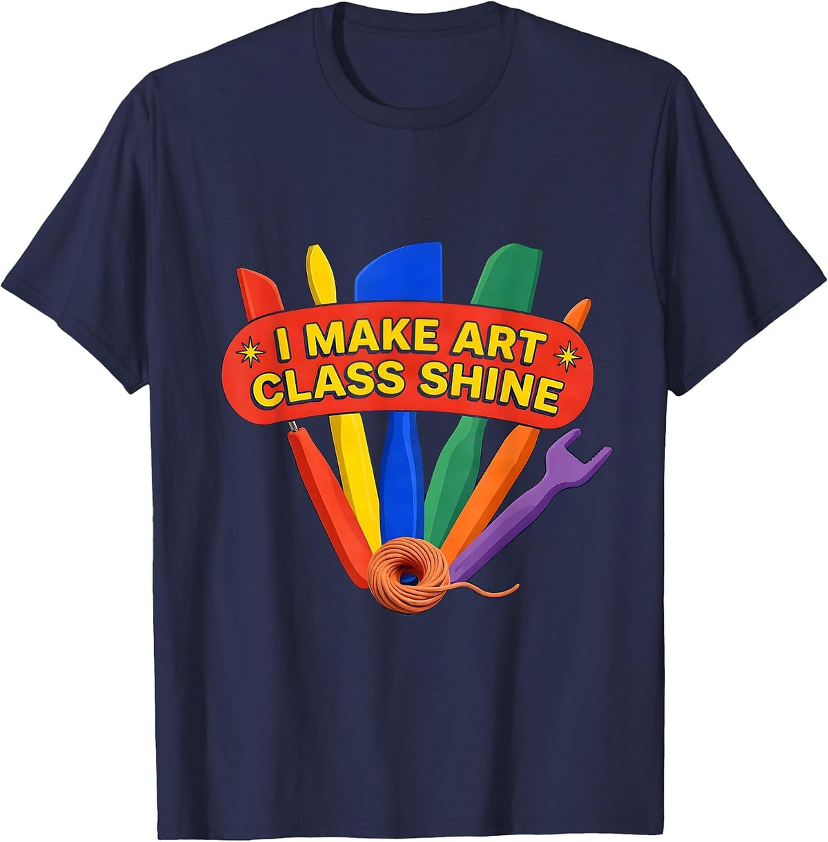 Men's I Make Art Class Shine Funny Art Teacher Back To School T-Shirt - Navy Blue