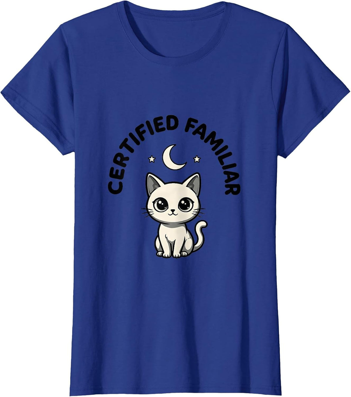 Women's Certified Familiar Pastel Goth Kawaii Creepy Cute Cat T-Shirt - Royal Blue