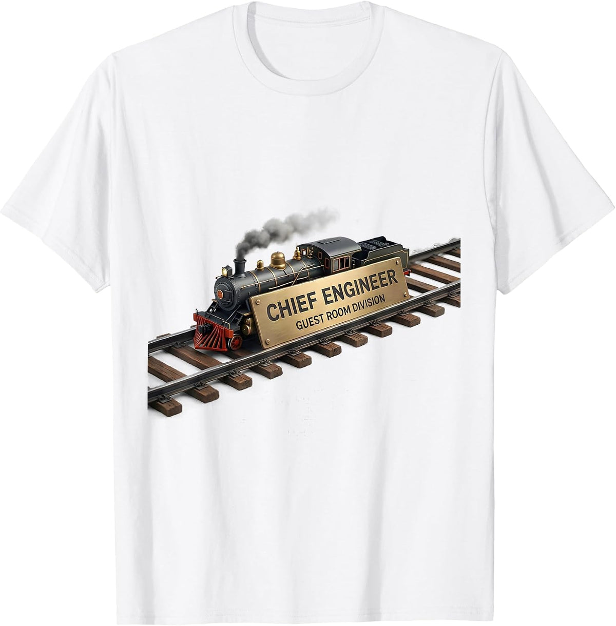 Men's Chief Engineer Guest Room Division Vintage Steam Train T-Shirt - White