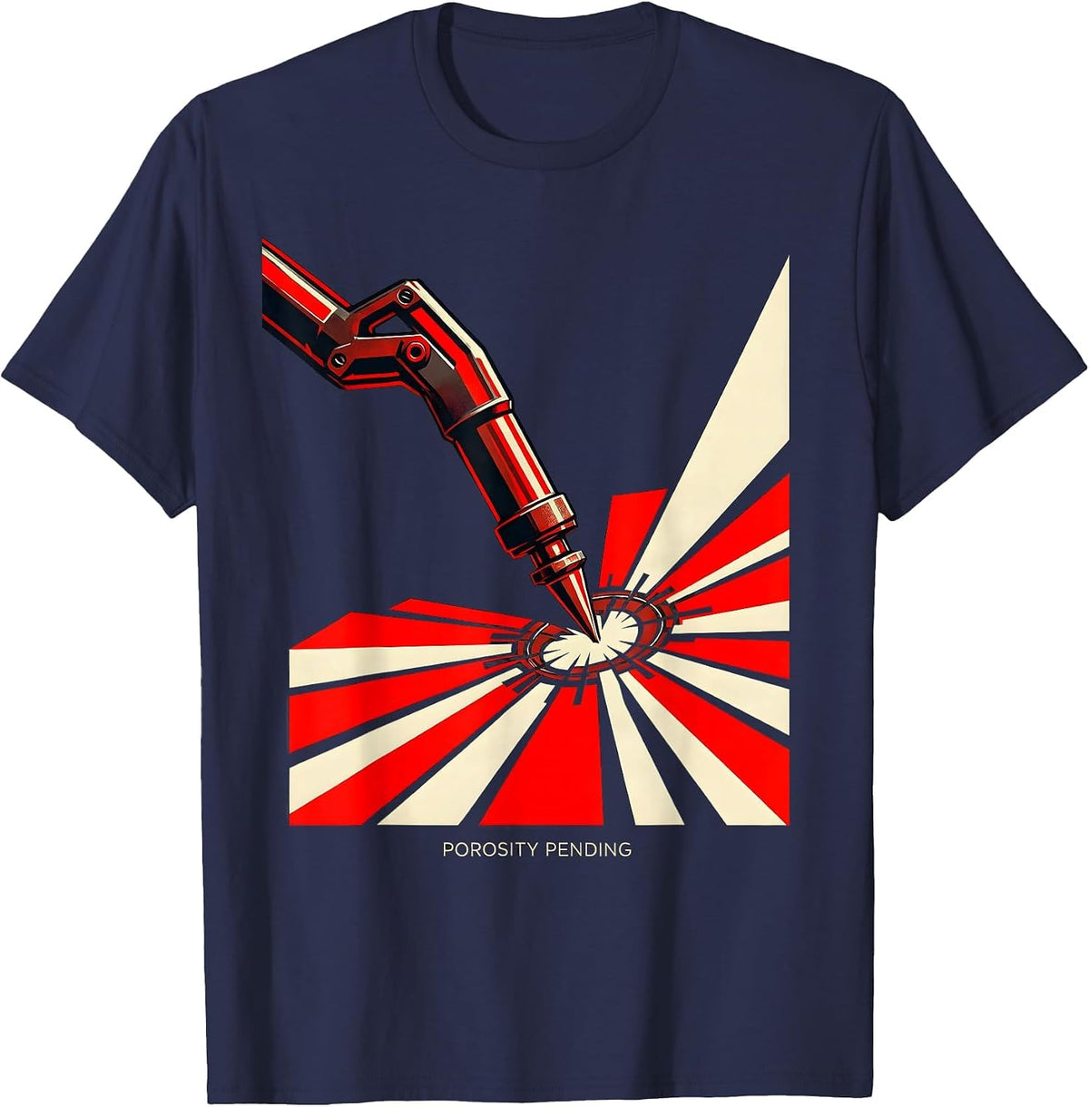 Men's Porosity Pending Constructivist Welder Blue Collar Humor T-Shirt - Navy Blue