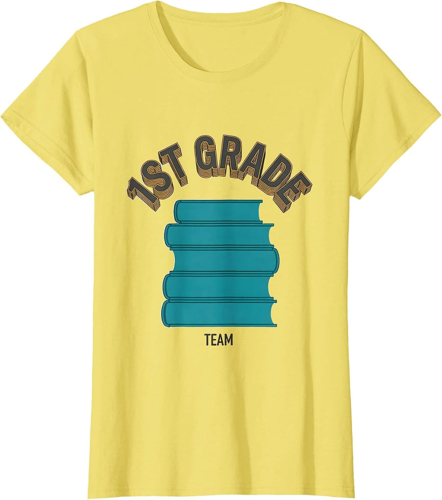 1st Grade Team Midcentury Modern Teacher First Day Of School T-Shirt - Lemon Yellow