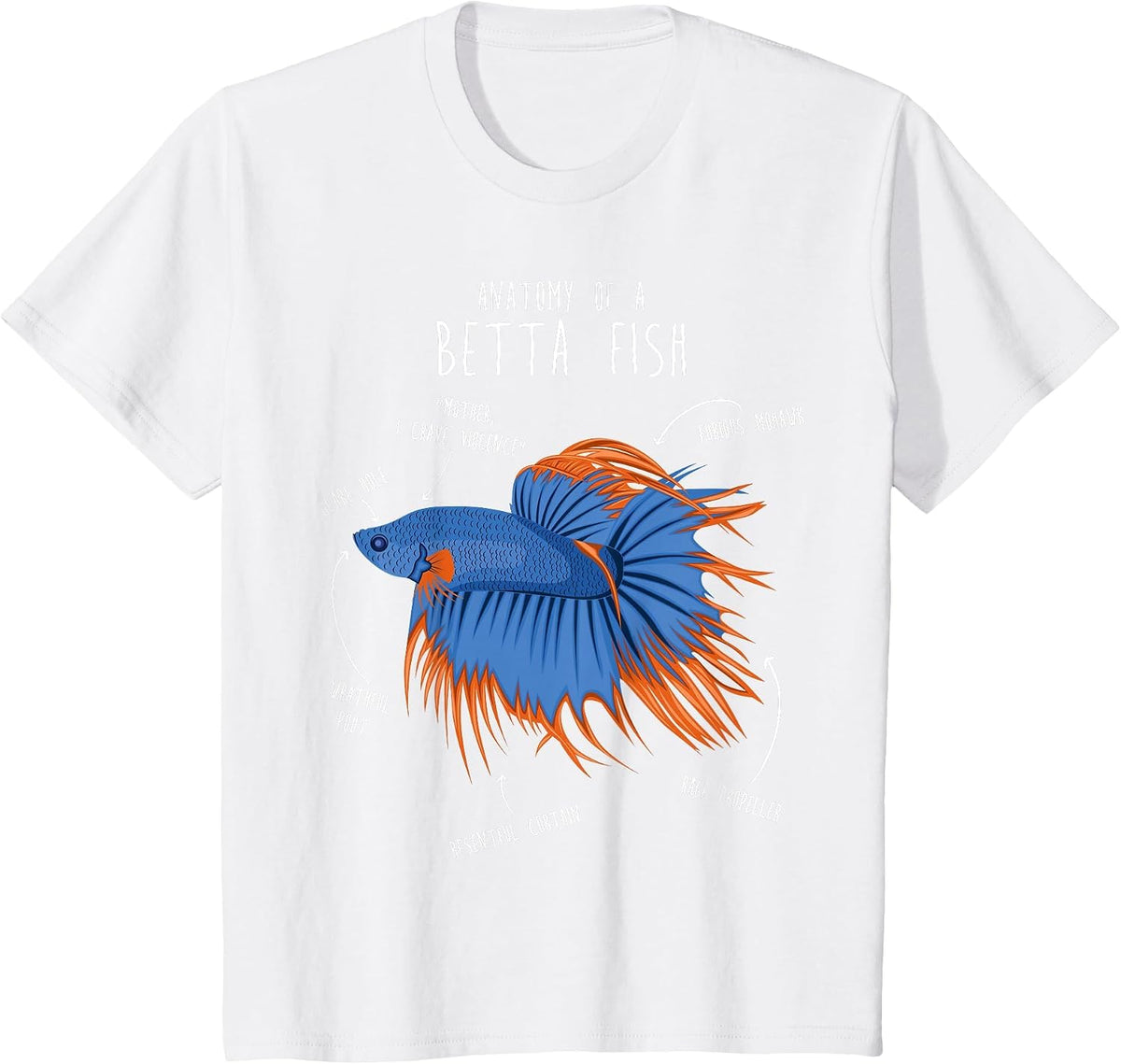 Betta Fish Siamese Fighting Fish Anatomy, Funny Aquarium Pet T-Shirt - White