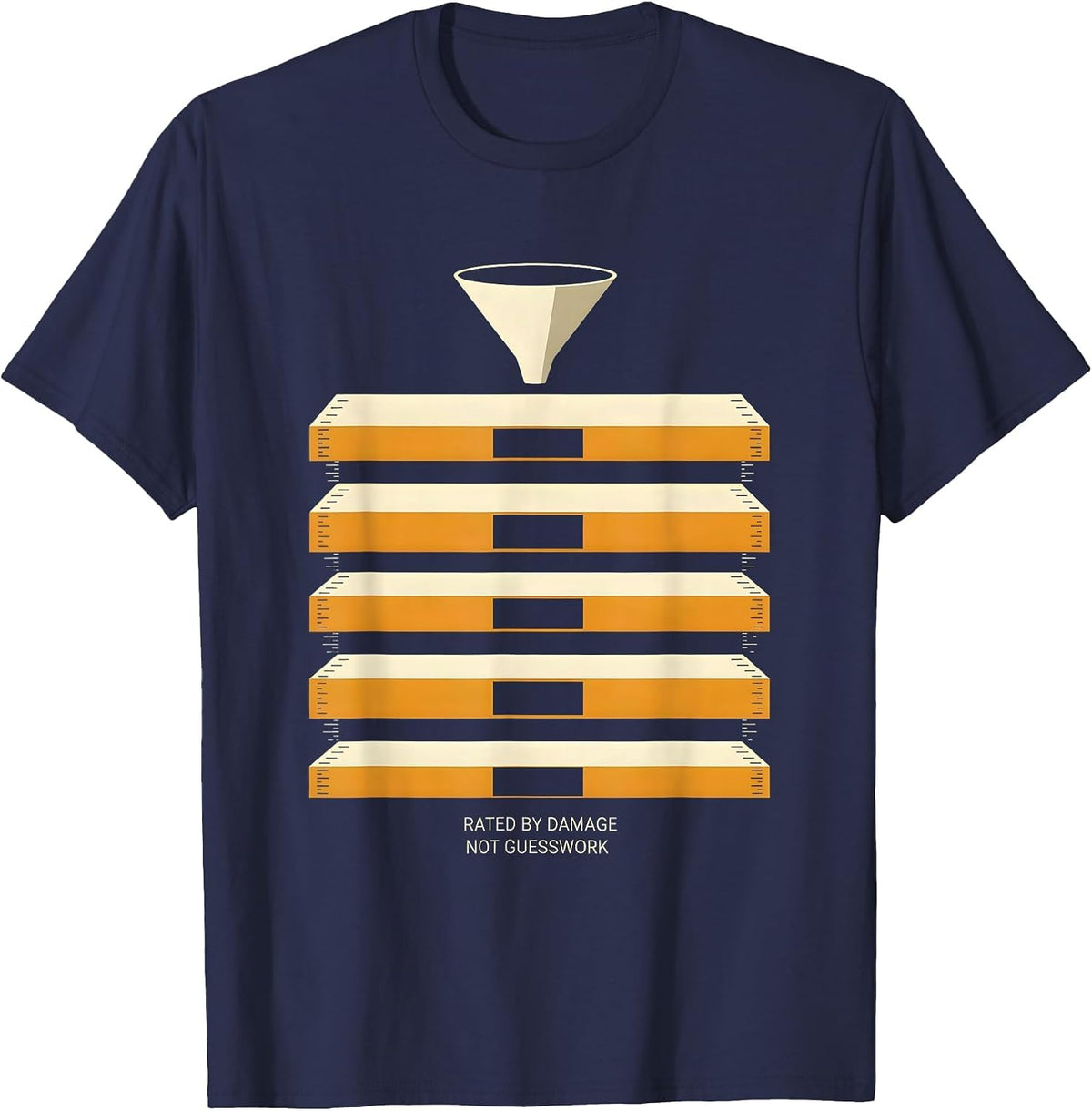 Men's Rated By Damage Not Guesswork Flat Step Scale Storm Chaser T-Shirt - Navy Blue