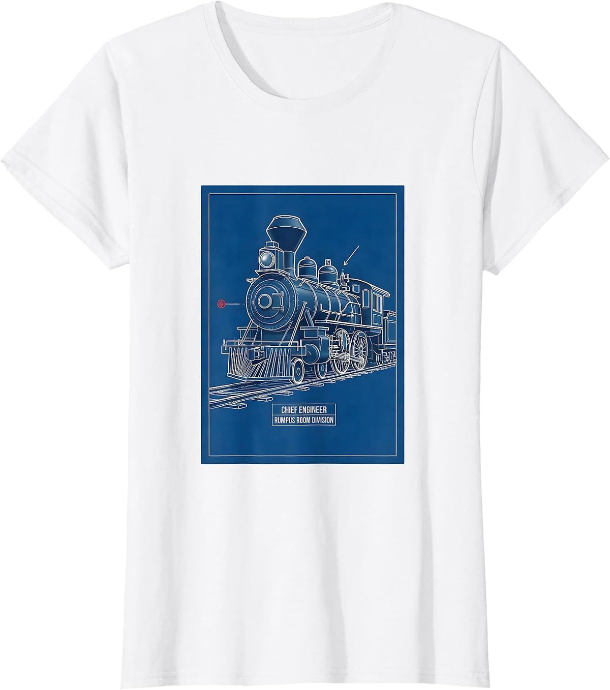 Women's Chief Engineer Rumpus Room Division Vintage Steam Train T-Shirt - White