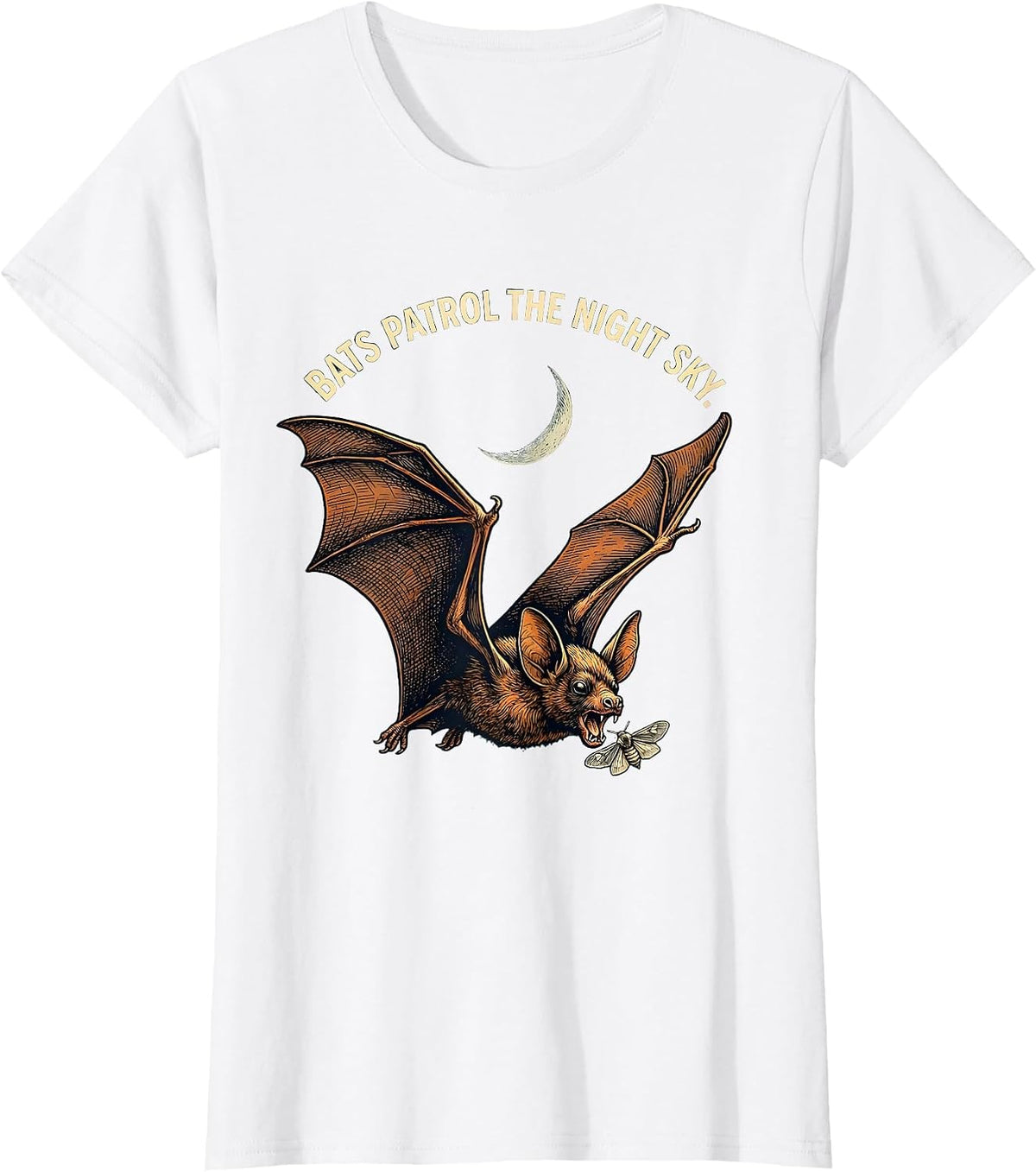Women's Bats Patrol The Night Sky Vintage Bat Lover Halloween Nature T-Shirt - White