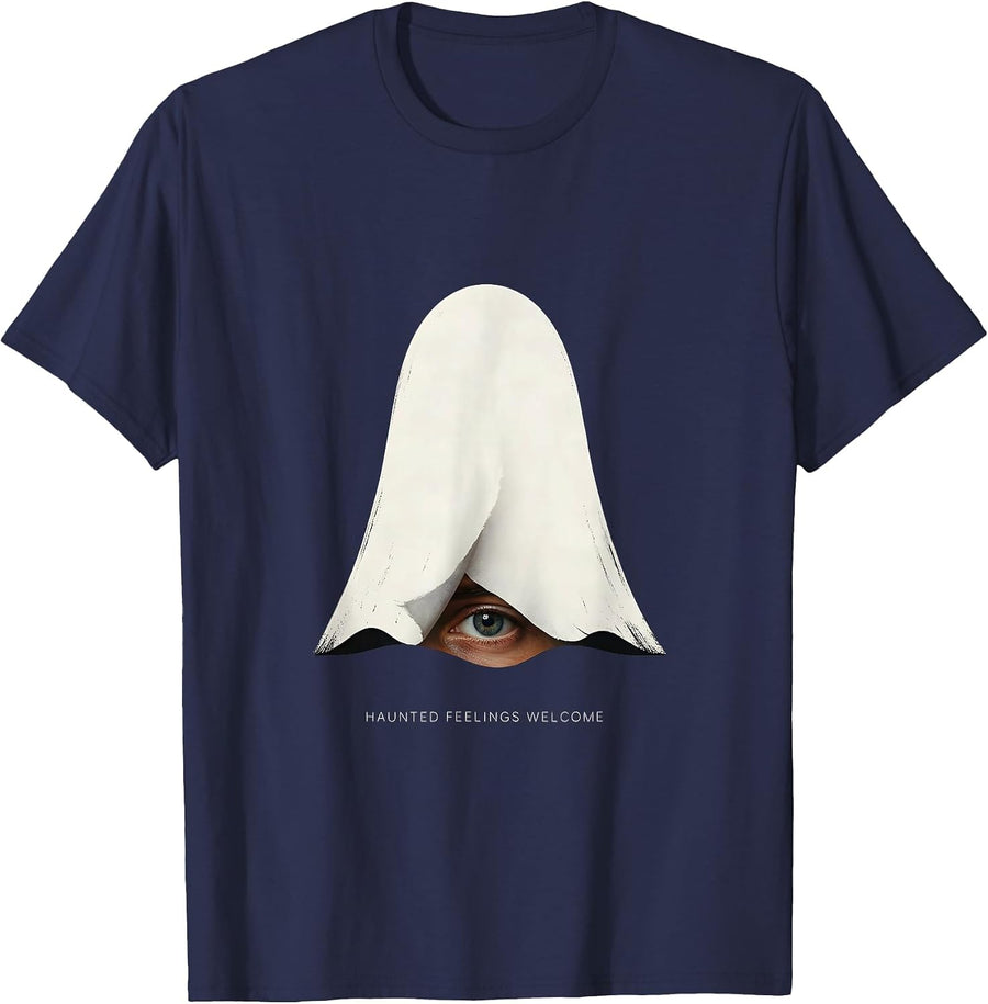 Haunted Feelings Welcome Editorial Conceptual Mental Health T-Shirt - Navy Blue