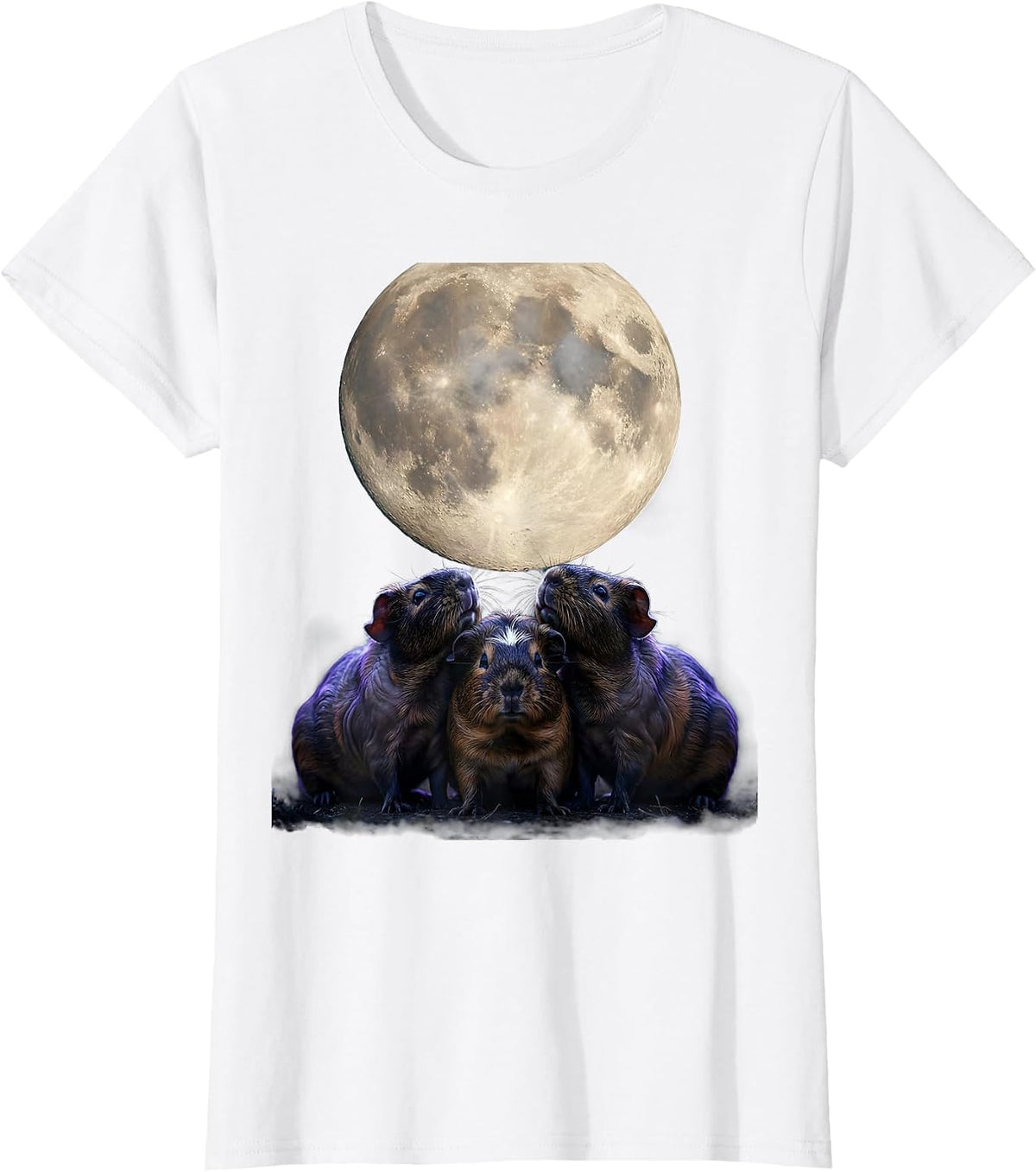 Women's Three Hairless Guinea Pigs Surreal Pet Lover Humor T-Shirt - White