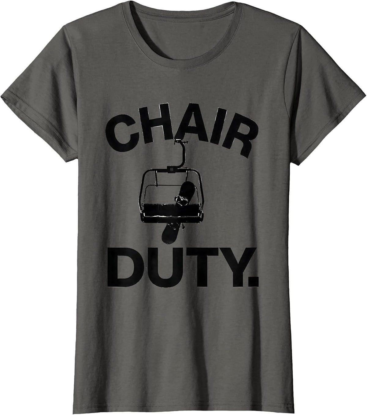 Women's Chair Duty Minimalist Ski Lift Snowboarder Winter Sports T-Shirt - Asphalt Grey