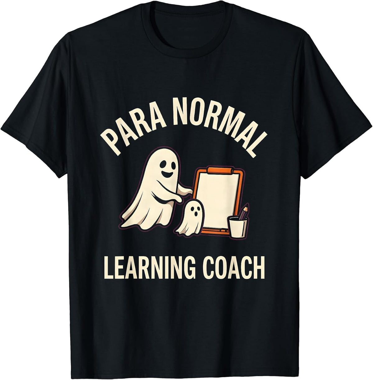 Men's Para Normal Learning Coach Funny Ghost Paraprofessional T-Shirt - Black