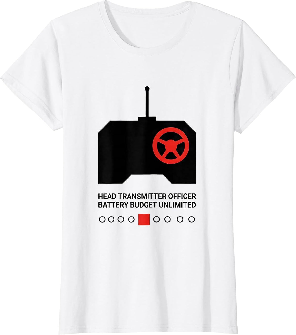 Head Transmitter Officer Battery Budget Unlimited RC Racer T-Shirt - White