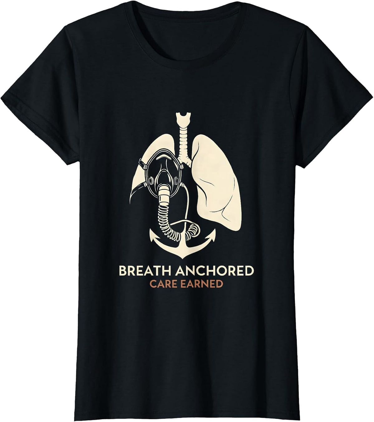 Women's Breath Anchored Care Earned Respiratory Therapist RT Care T-Shirt - Black