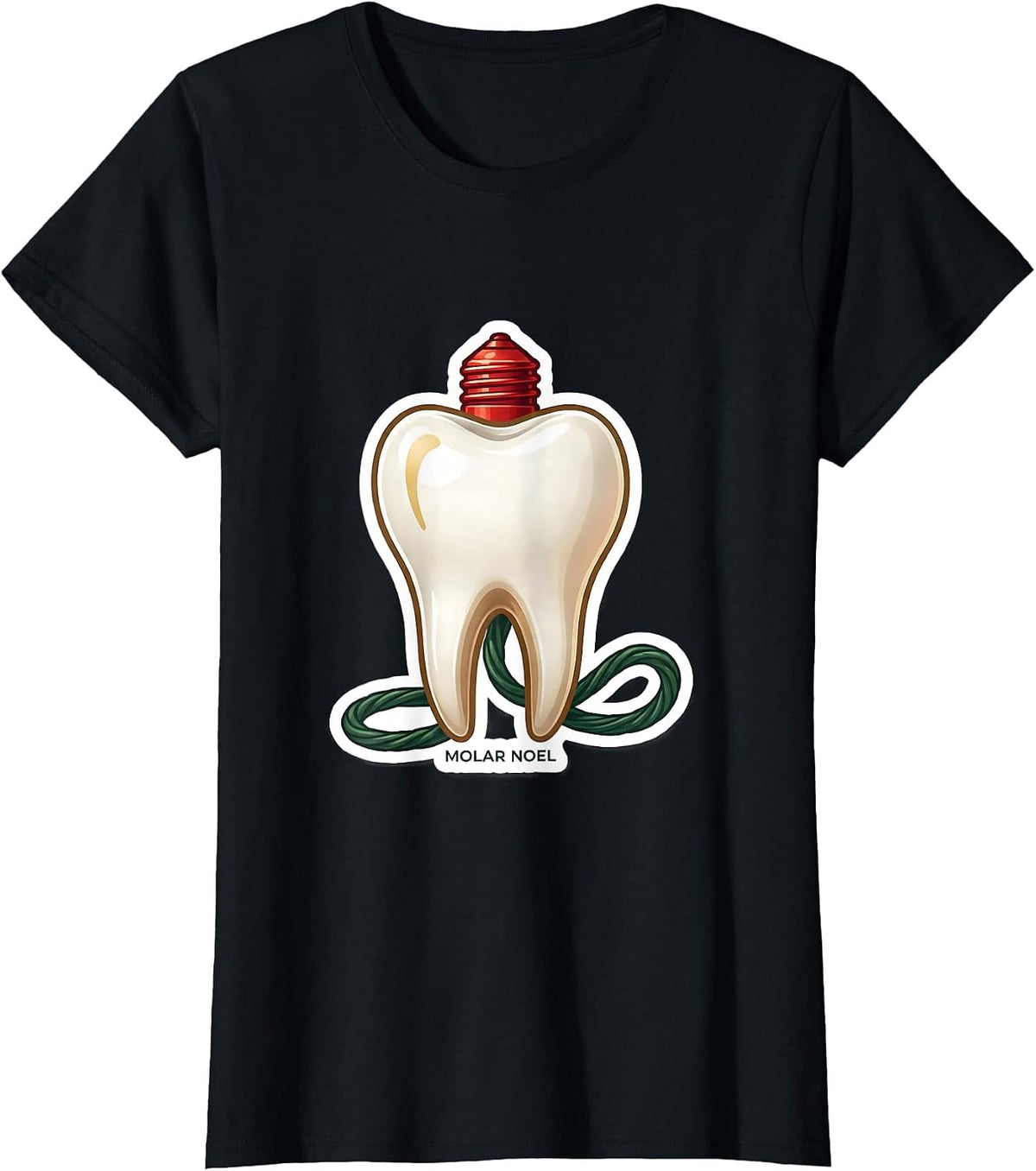 Women's Molar Noel Funny Dentist Dental Hygienist Christmas T-Shirt - Black
