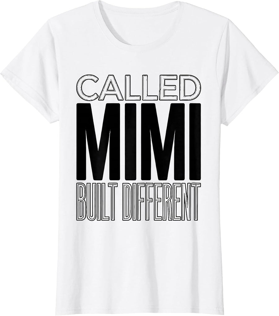 Women's Called Mimi Built Different Grandmother Design T-Shirt - White