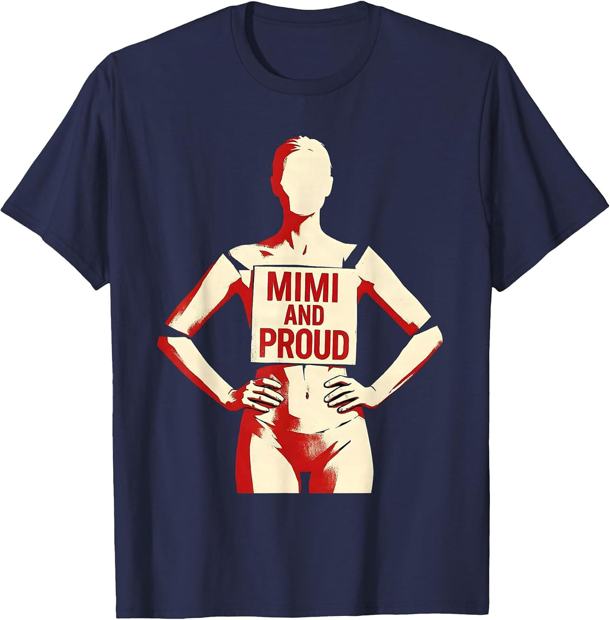 Men's Mimi And Proud Grandma Design T-Shirt - Navy Blue