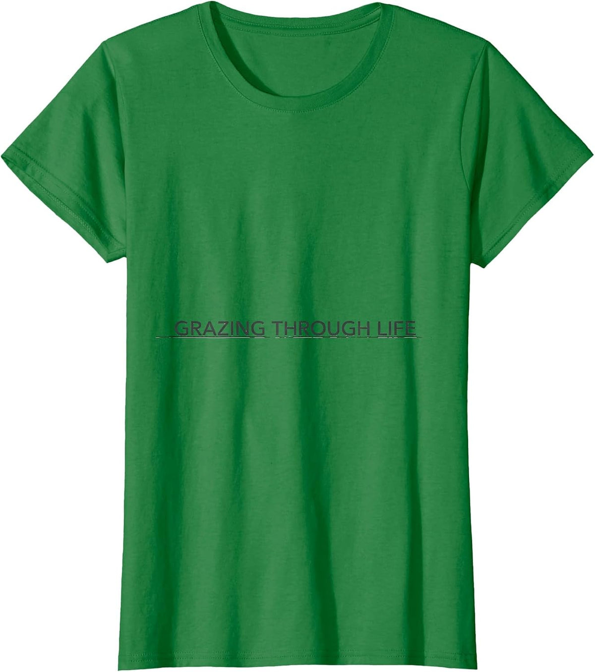 Women's Grazing Through Life Funny Cow Farm Animal Pun Humor T-Shirt - Kelly Green