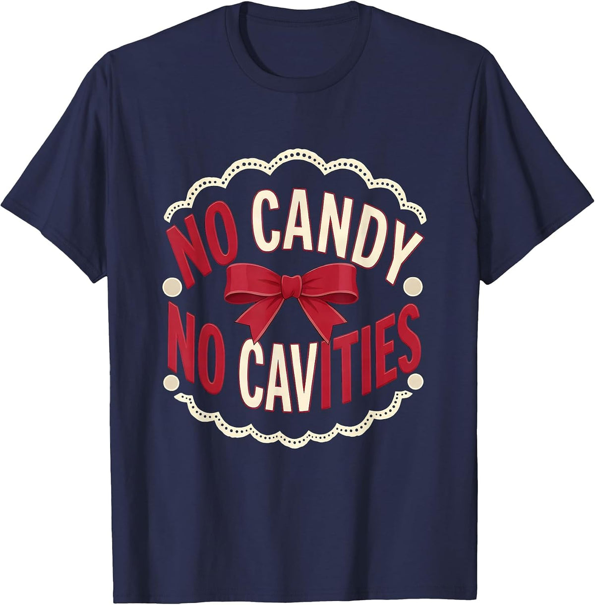 No Candy No Cavities Halloween Dental Design T-Shirt - Navy Blue