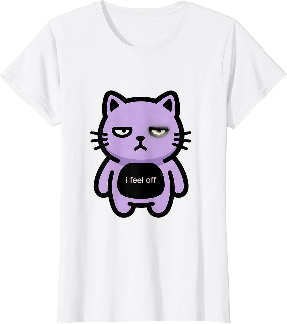 i Feel Off Cute Kawaii Lavender Cat Alt Goth Horror T-Shirt - White
