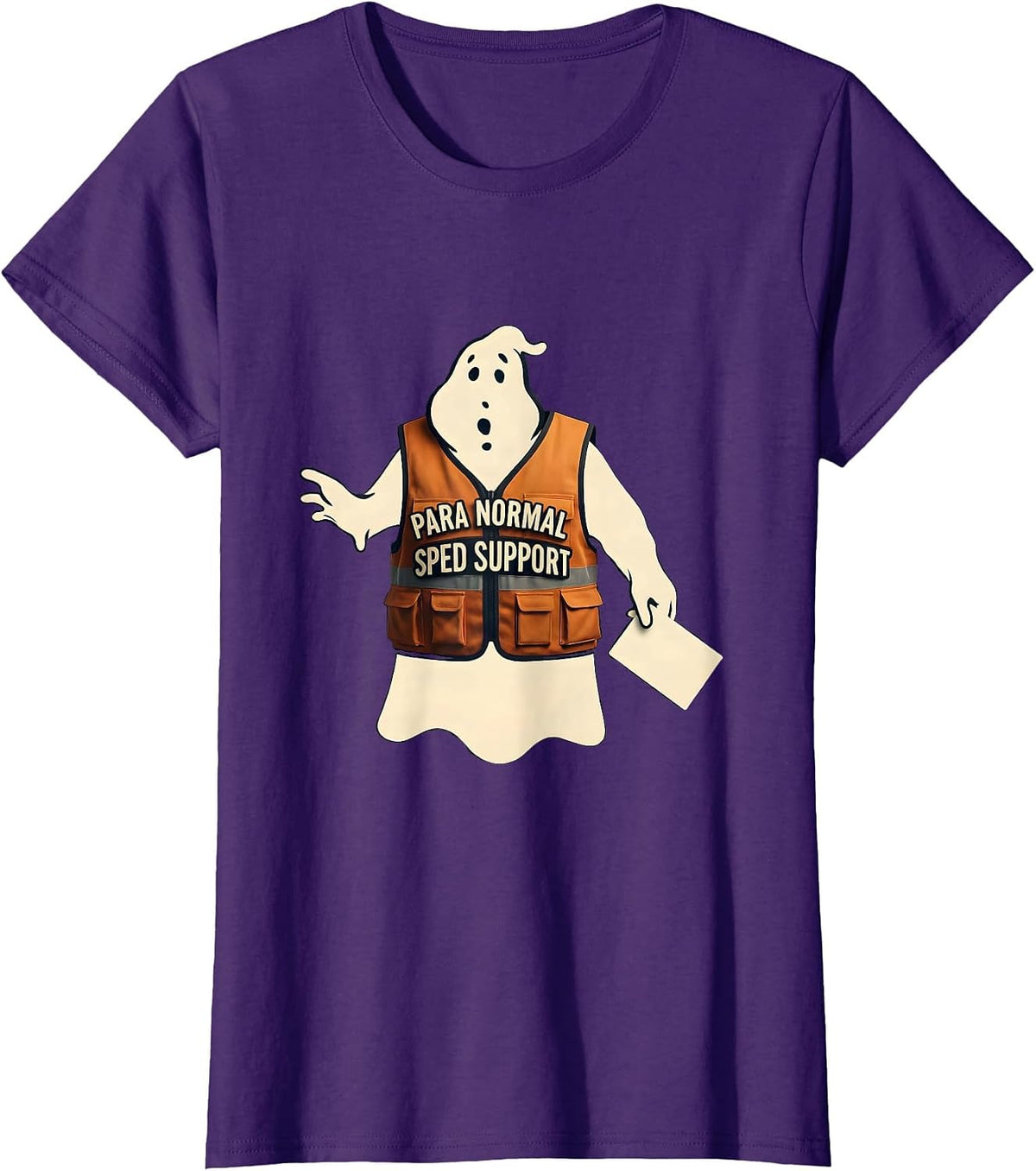 Women's Para Normal SPED Support Funny Ghost Paraprofessional T-Shirt - Purple