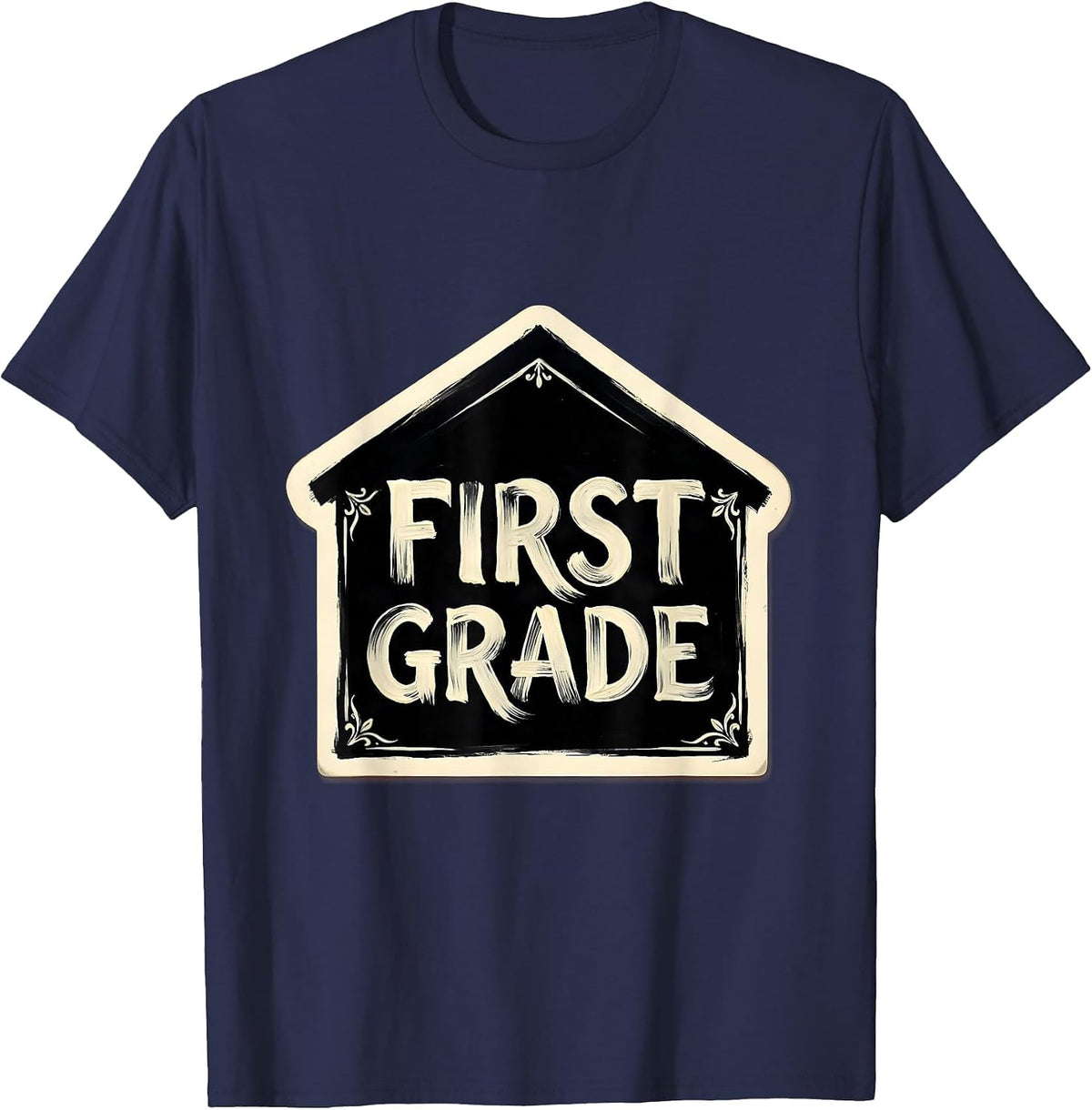 First Grade Retro Teacher Student Back To School T-Shirt - Navy Blue
