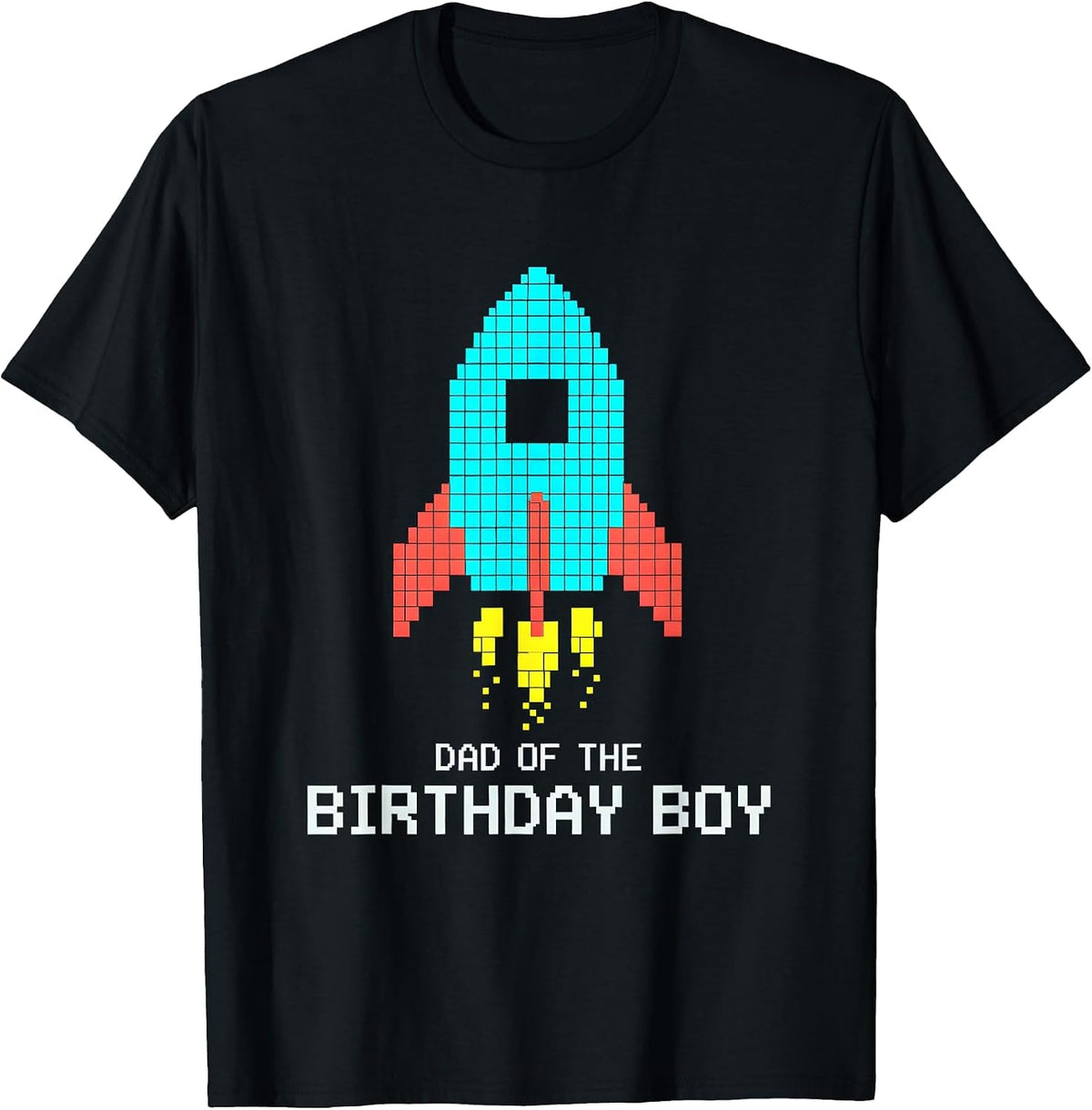 Men's Dad Of The Birthday Boy Pixel Art Family Matching Party T-Shirt - Black