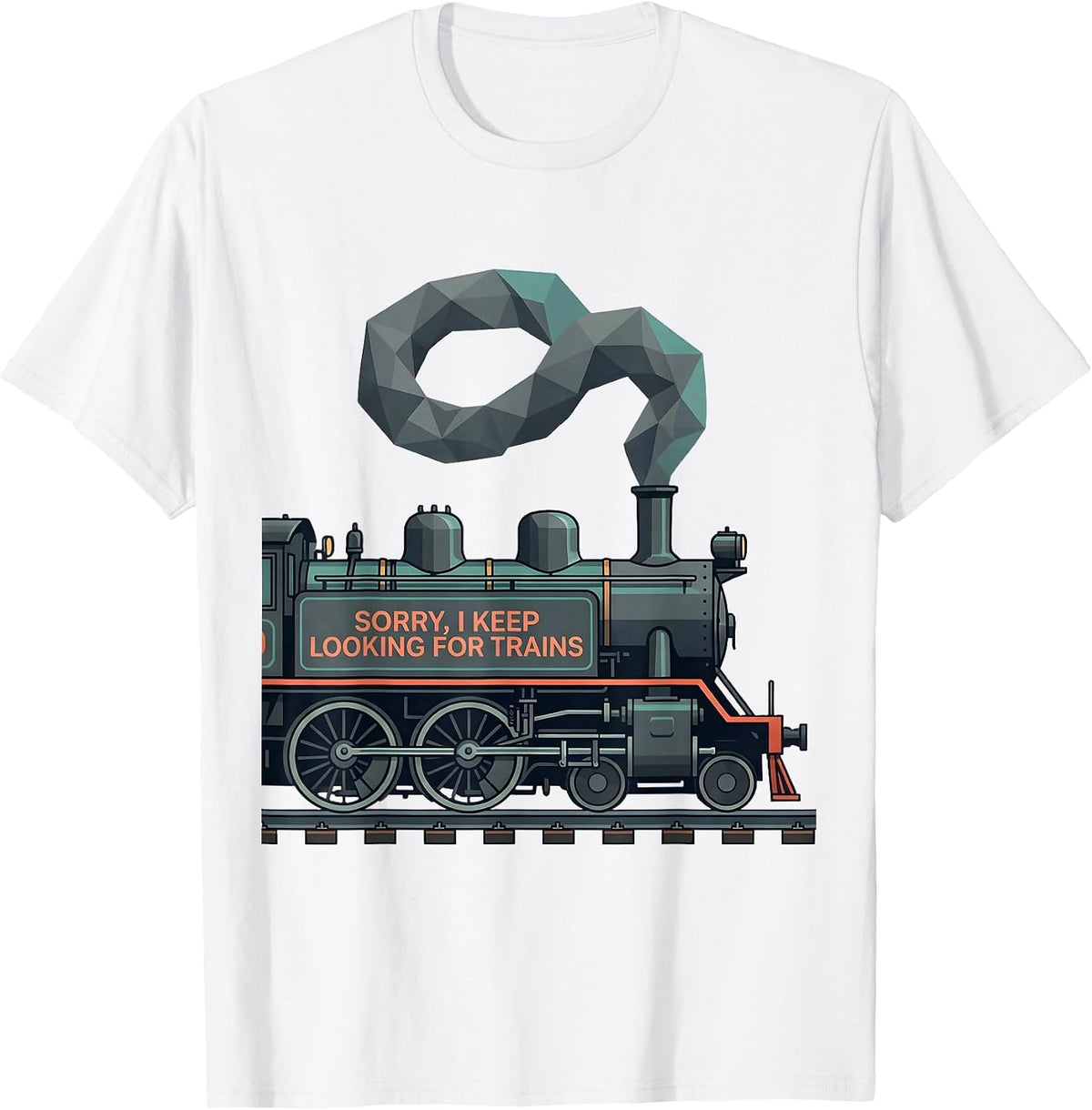 Men's Sorry, I Keep Looking For Trains Vintage Steam Train T-Shirt - White